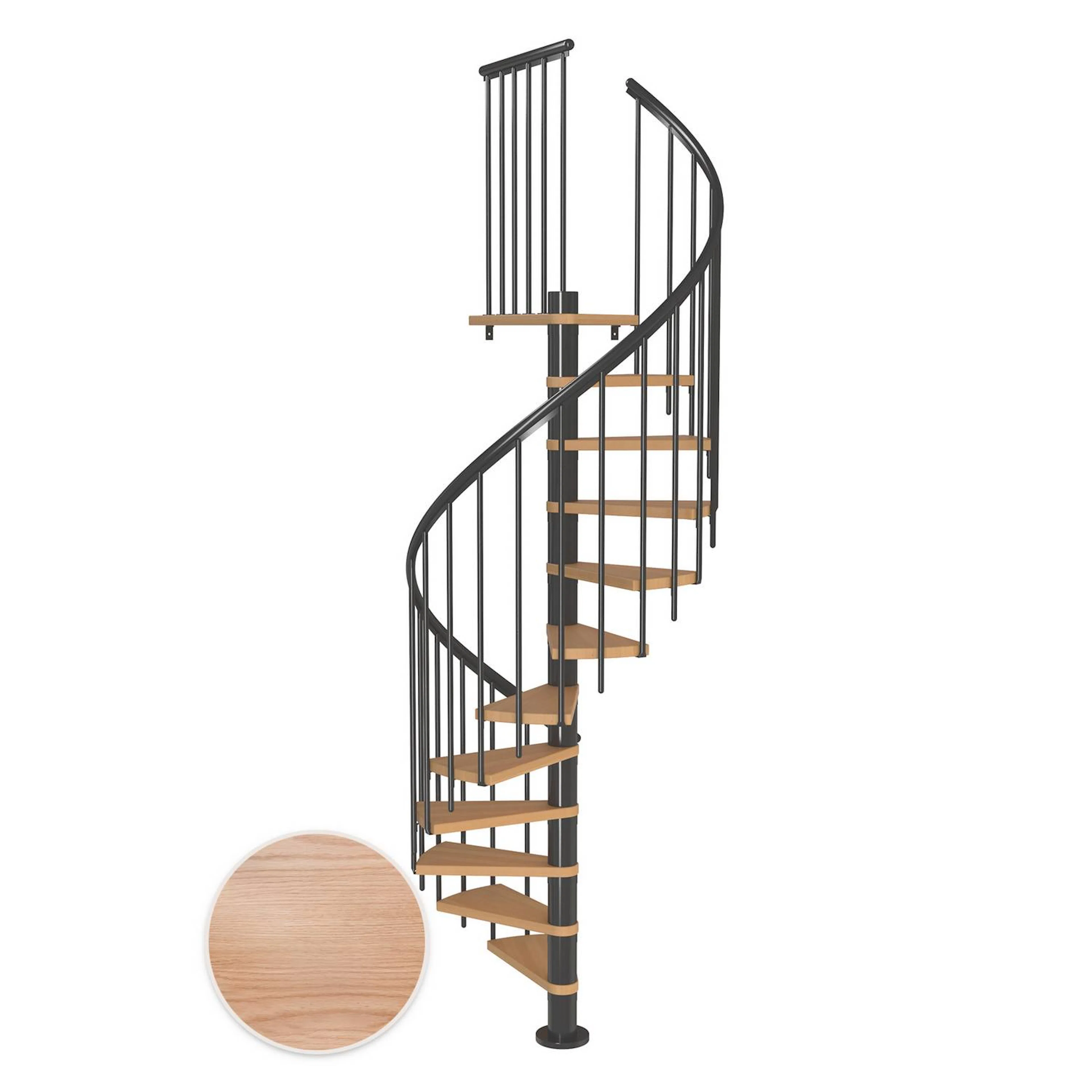 MONTREAL ek multiplex antracit CLASSIC3 11T Ø120 Antracit, D: 1200 mm, Golv till golv höjd: 2460-2820 mm, 11+1 steg