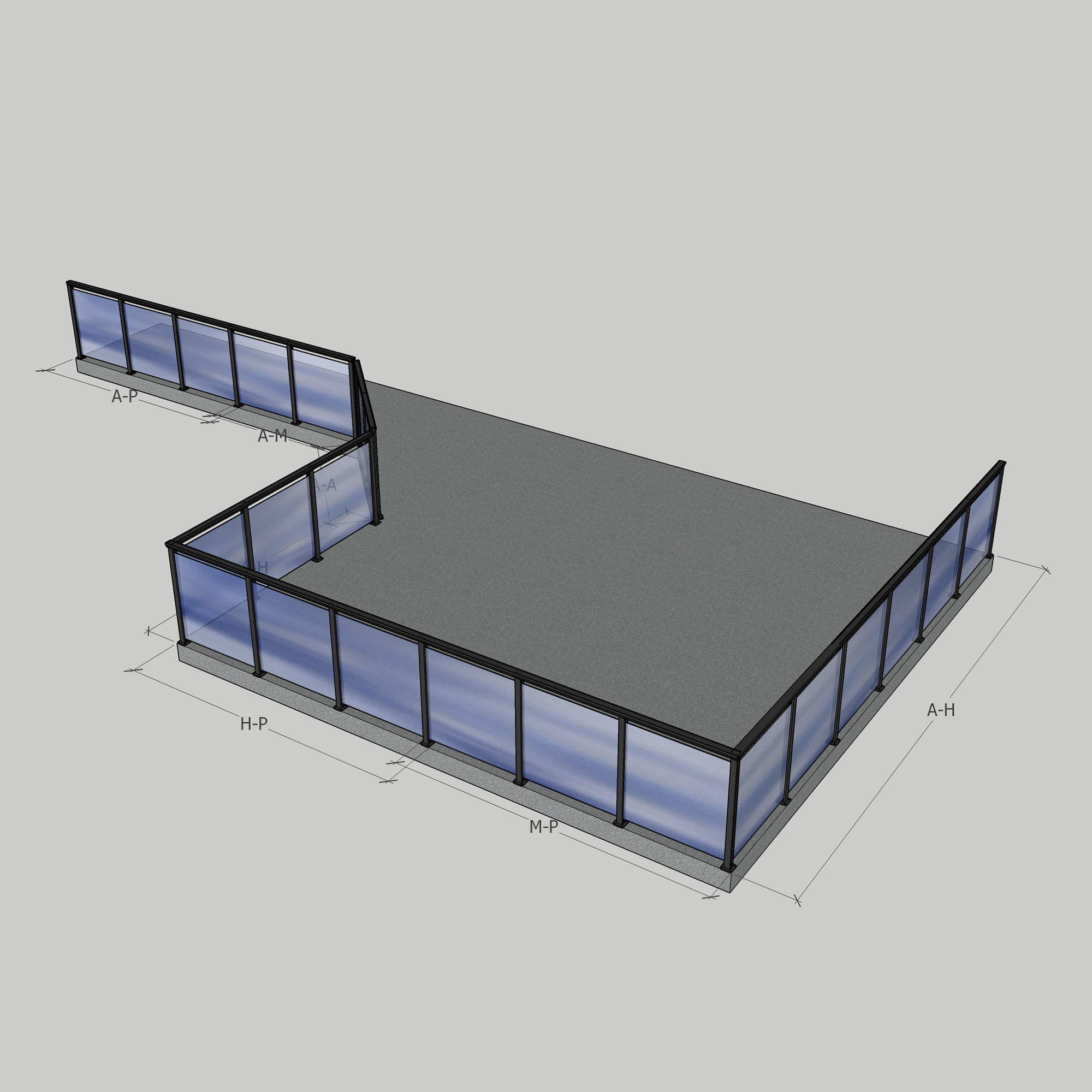 Glasräcke Novoroom Komplett Sektion H-P