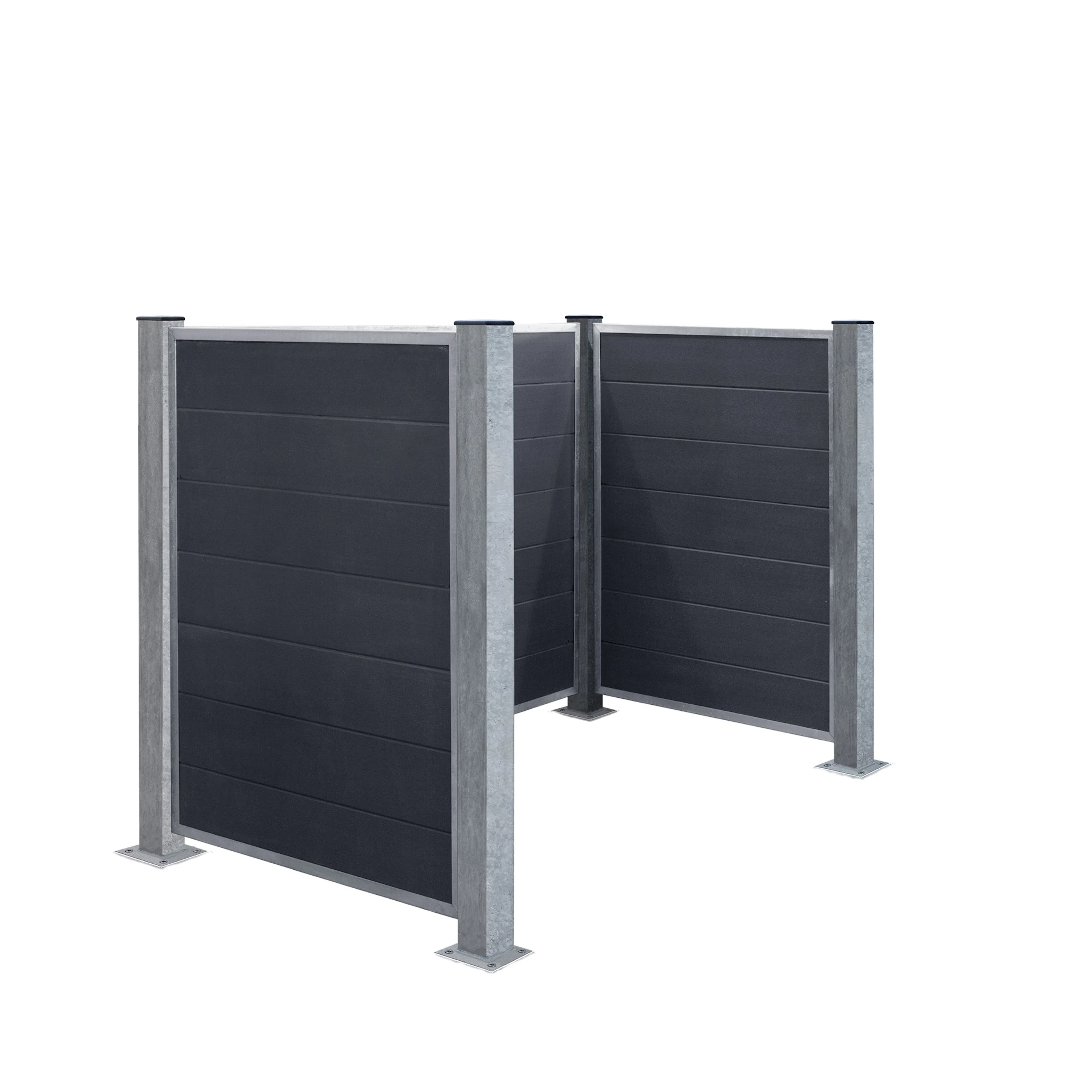 Skärm PLUS Futura Avfallsskjul 198x108x127 cm med Stålstolpa Stolpar för fundament