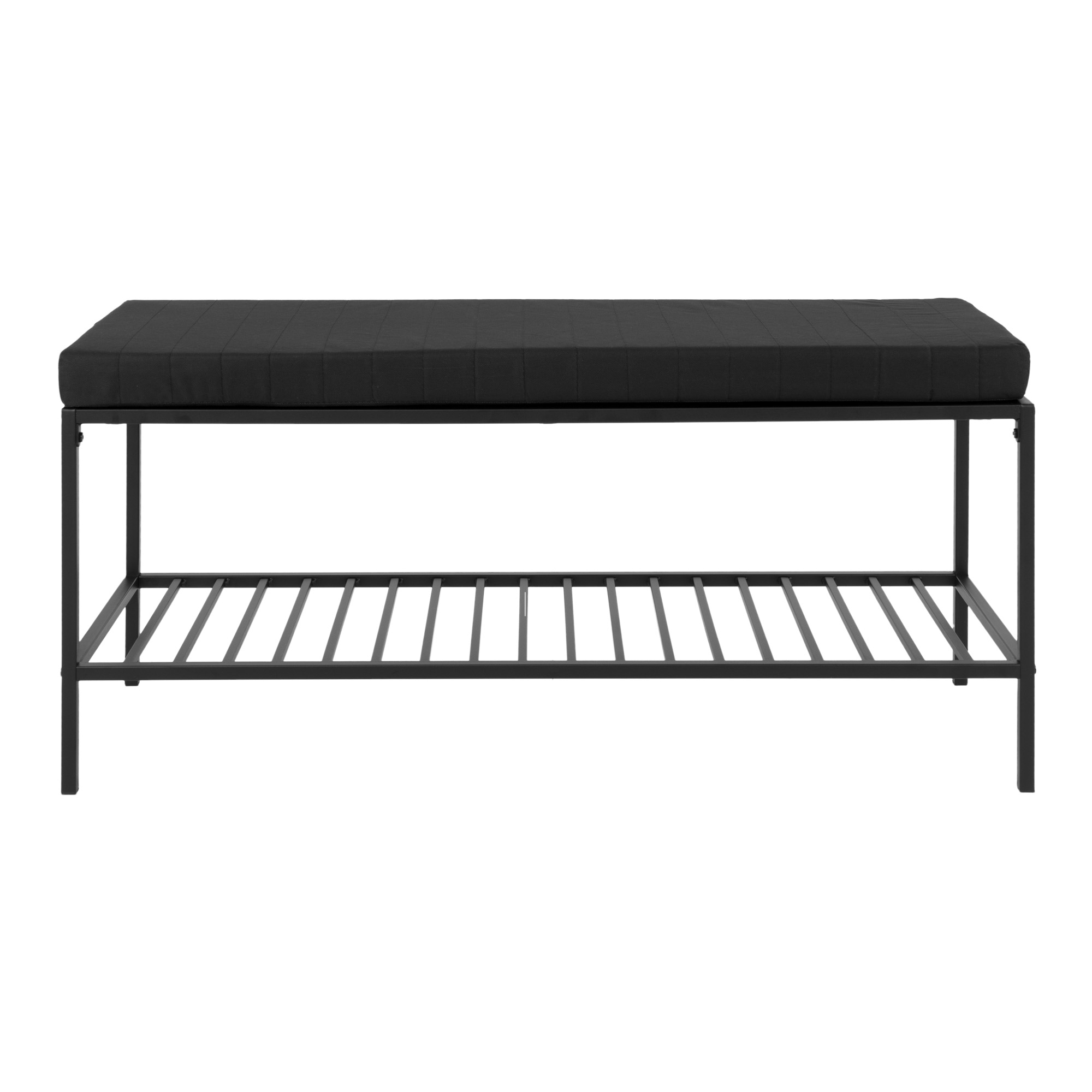 Sittbänk House Nordic Vita Svart Rektangulär Bänk med Hylla 100cm