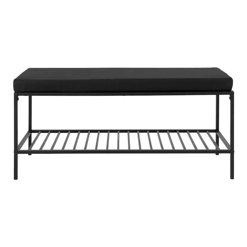 Sittbänk House Nordic Vita Svart Rektangulär Bänk med Hylla 100cm