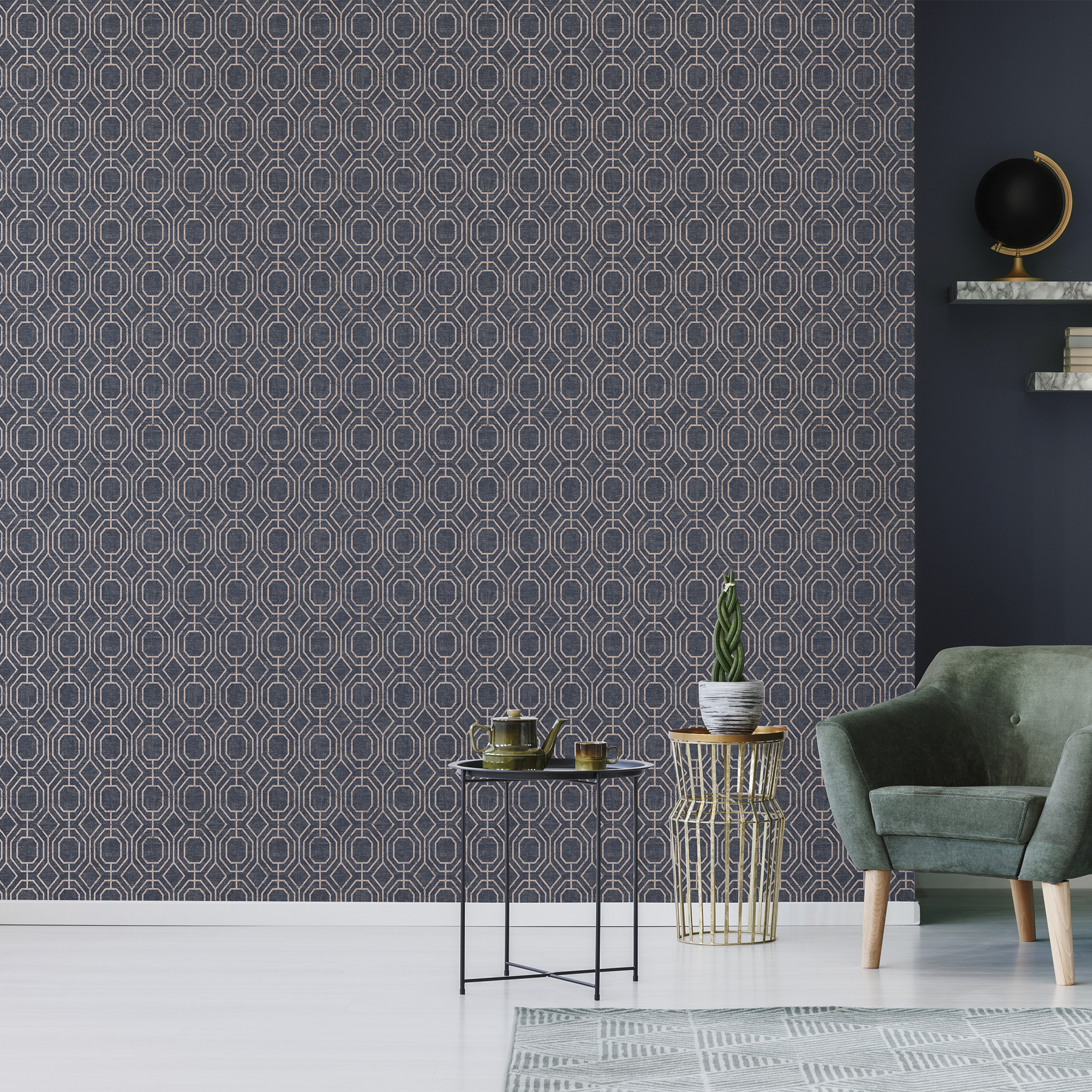 Tapet Superfresco Easy Luxus Geometrisk Blå