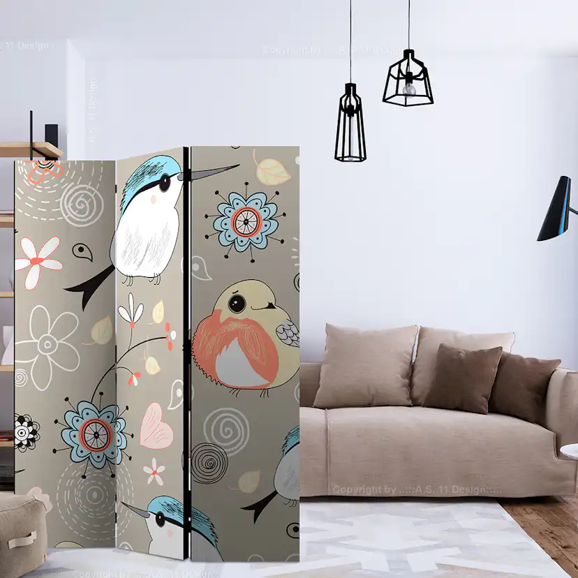 Rumsavdelare Arkiio Natural Pattern With Birds 135x172 cm