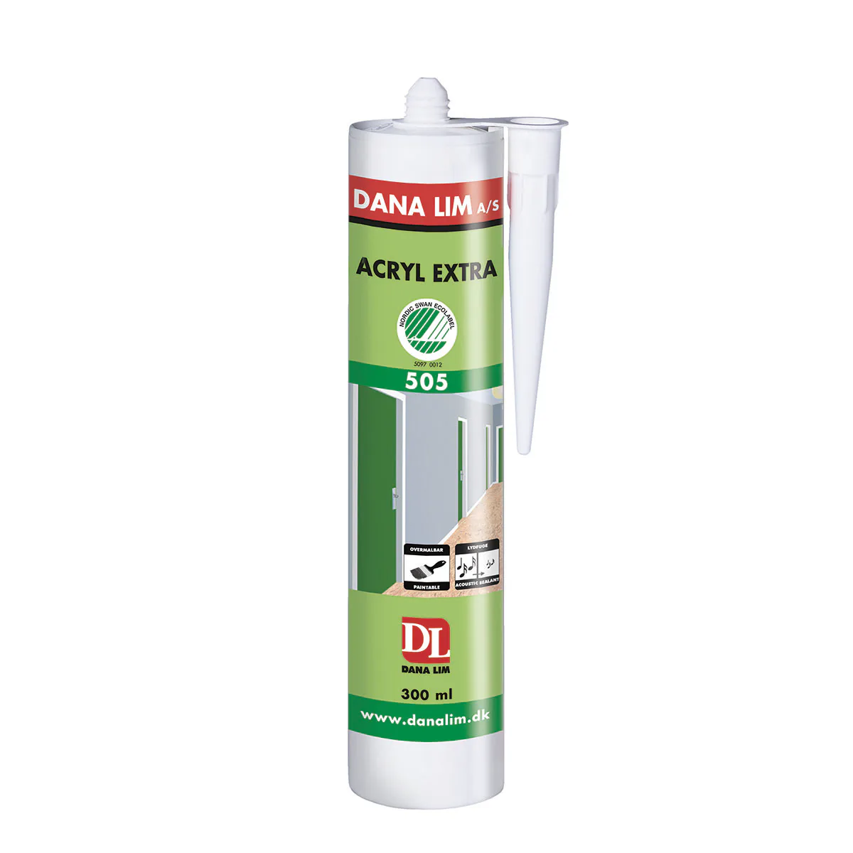Fogmassa Danalim Dana Acryl Extra 505 300 ml Vit Akryl Svanenmärkt