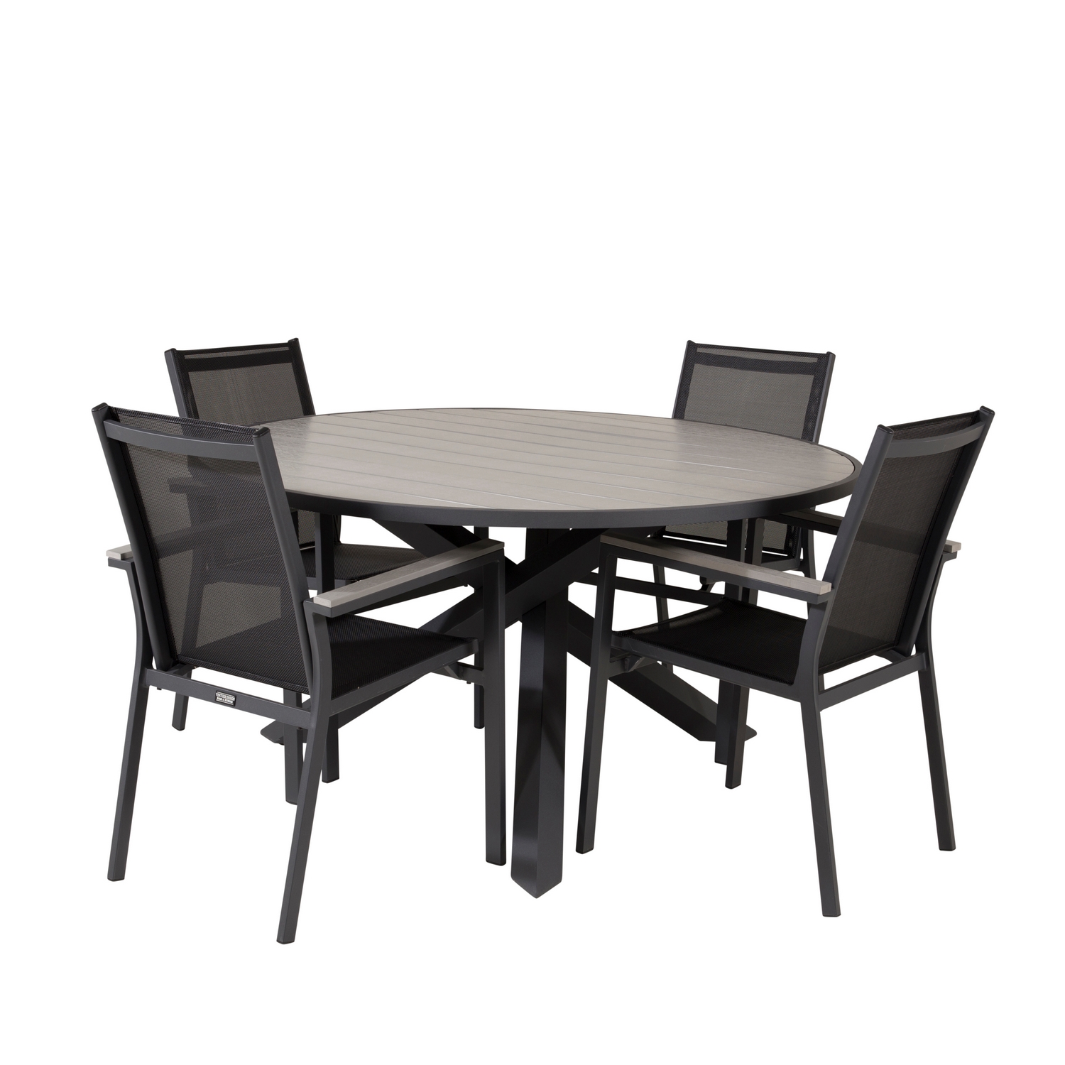 Parma - Table ø 140 - Svart Alu /Grey Aintwood+Parma Arm Cha Svart/Grå