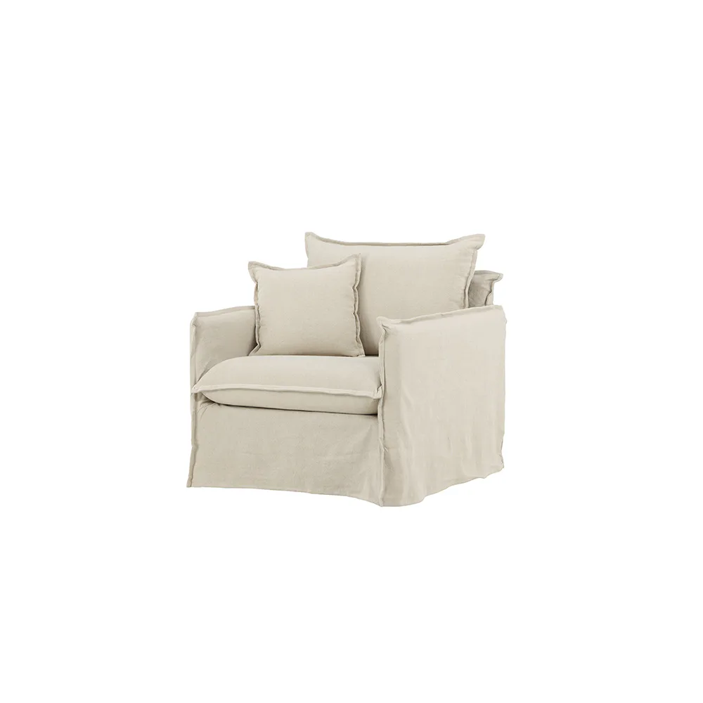 Nova 1-seat - Wood / Beige Linen Beige