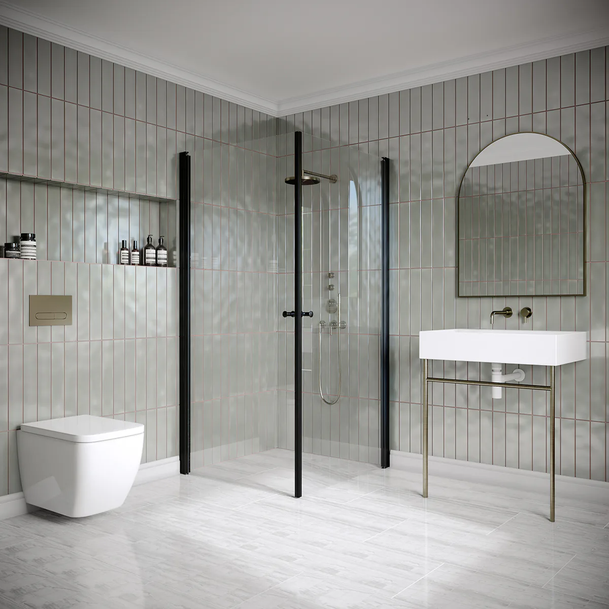 Hietakari Classic 148 805x805x1900 mm, Klarglas, Svarta profiler