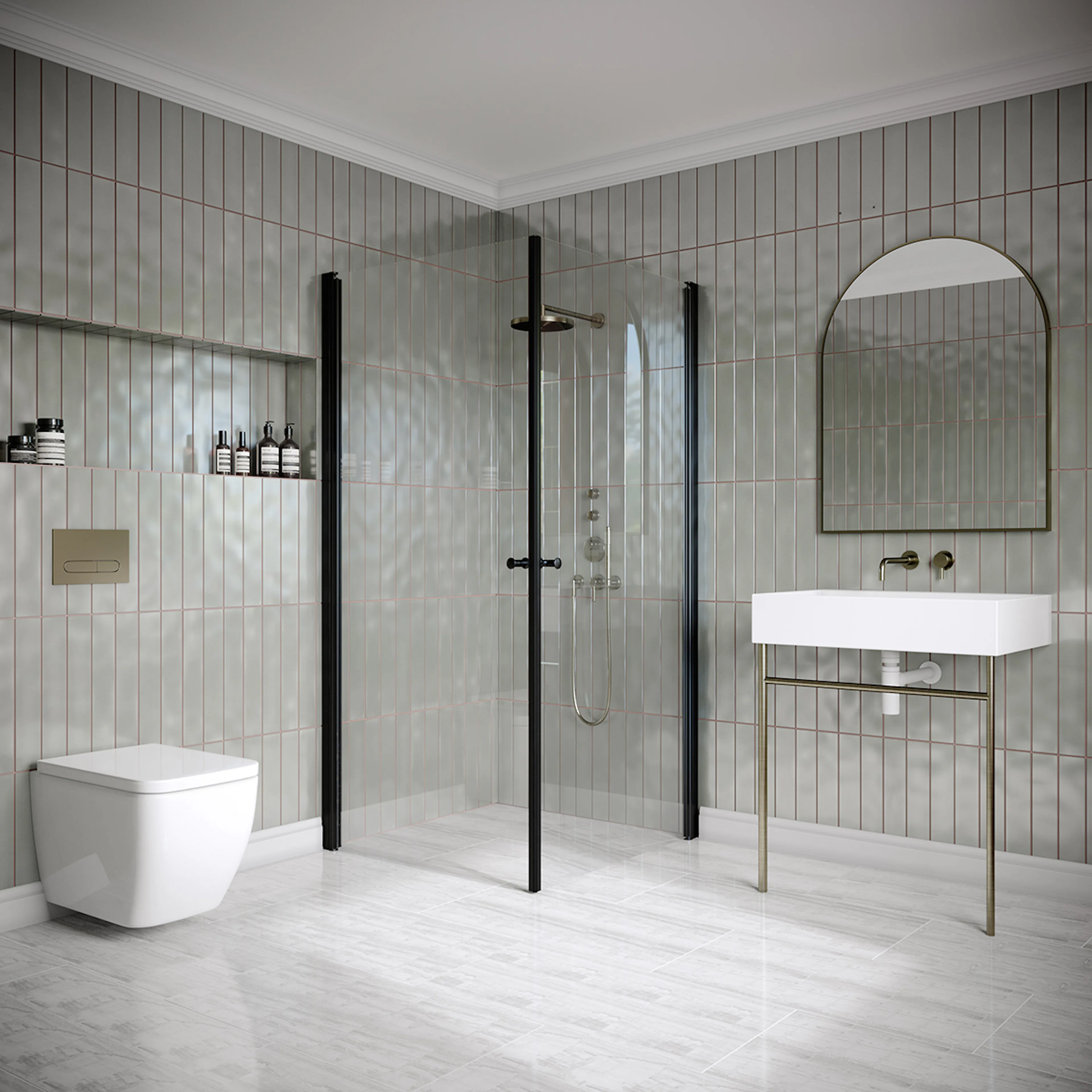 Hietakari Classic 148 805x805x1900 mm, Klarglas, Svarta profiler