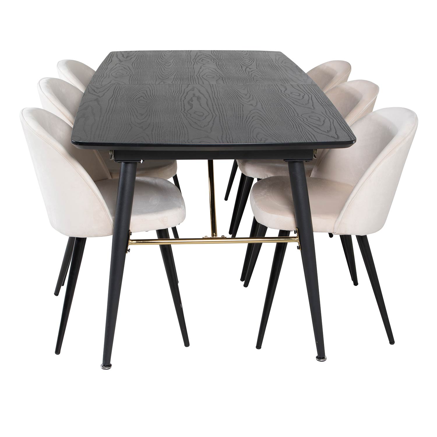 Matgrupp Venture Home Gold med 6 Velvet Stolar