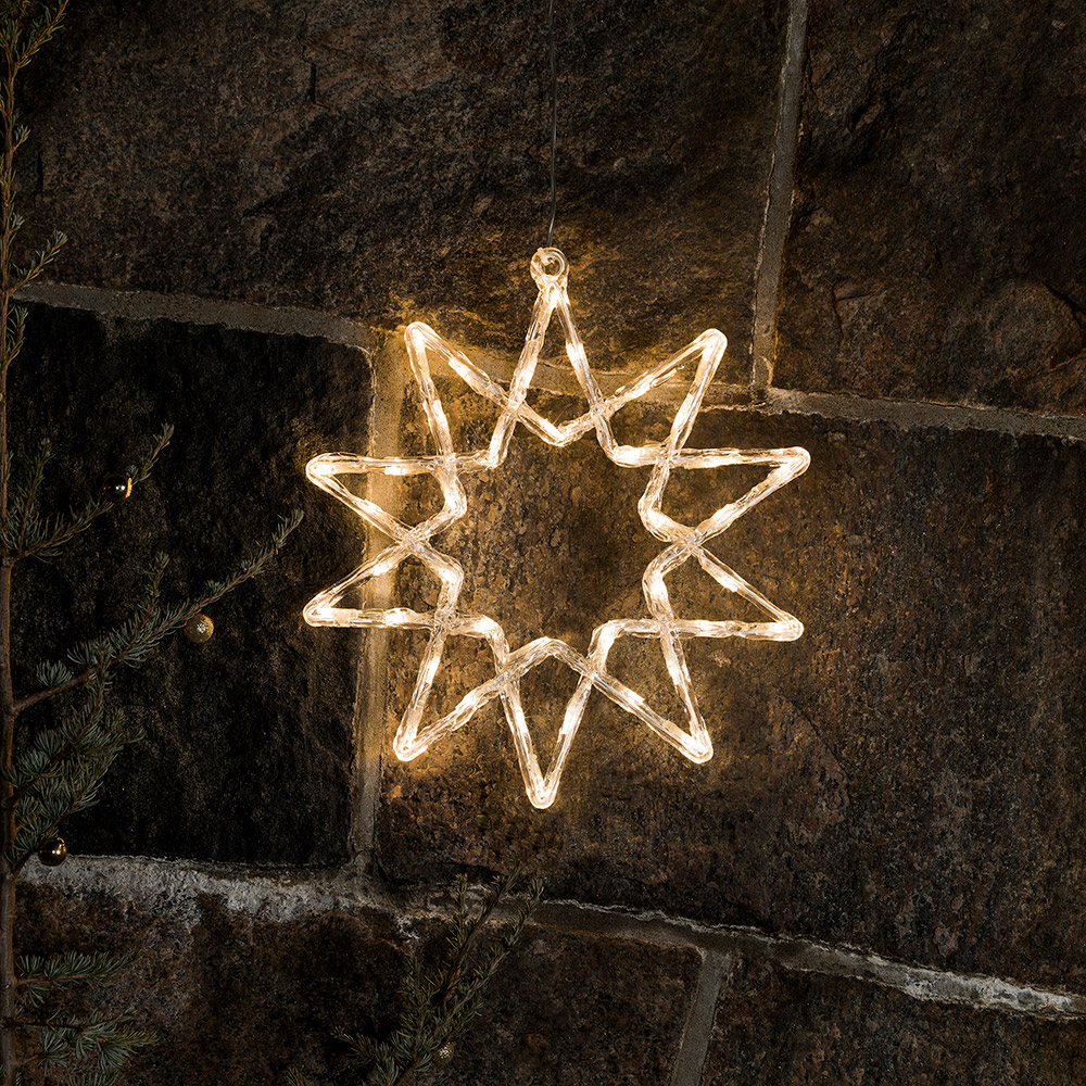 Stjärna akryl 38cm 40 varmvita LED 3V/IP44 Varmvit/Transparent
