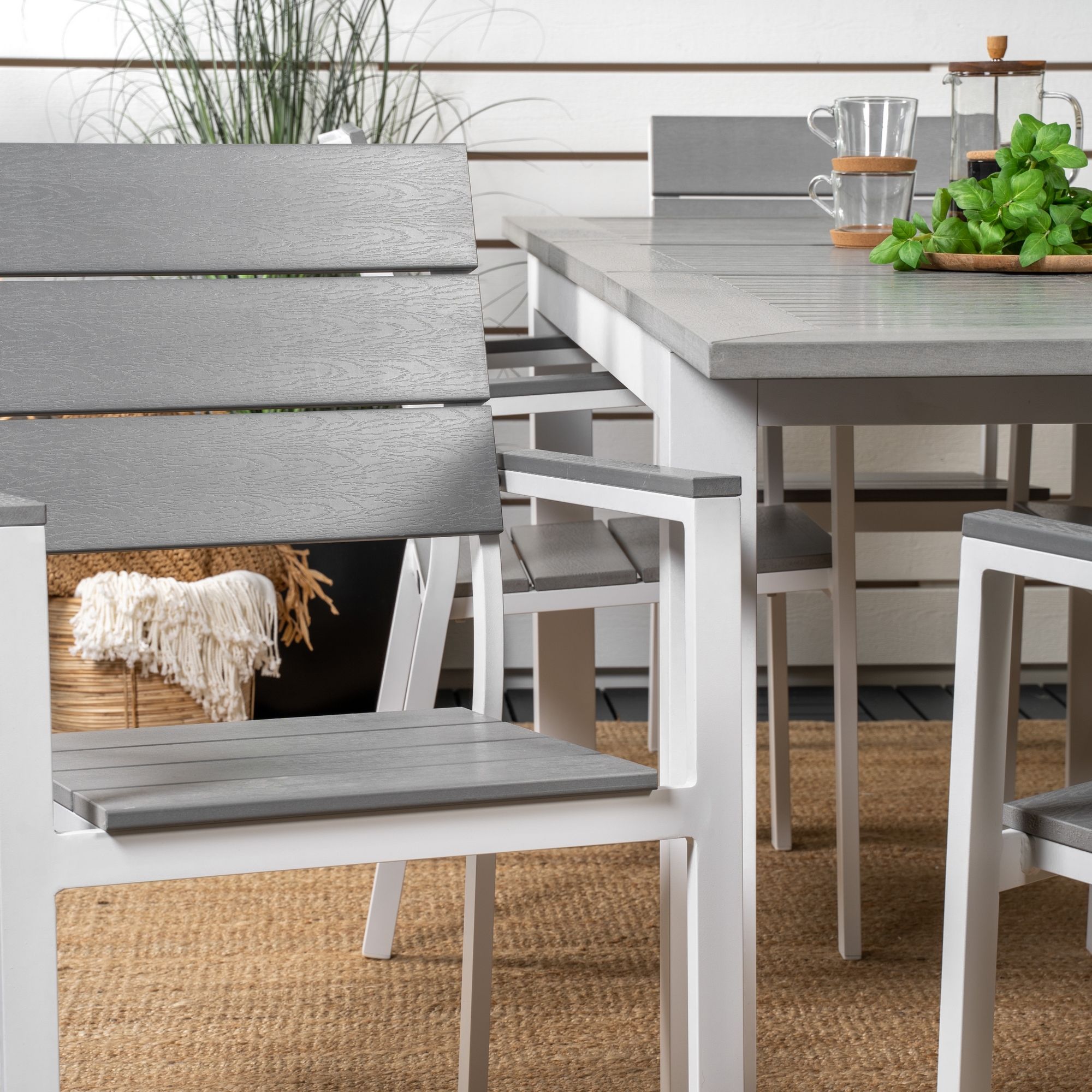 Albany Dining Table 152/210*90 - White Alu / Grey Aintwood+L Vit/Grå