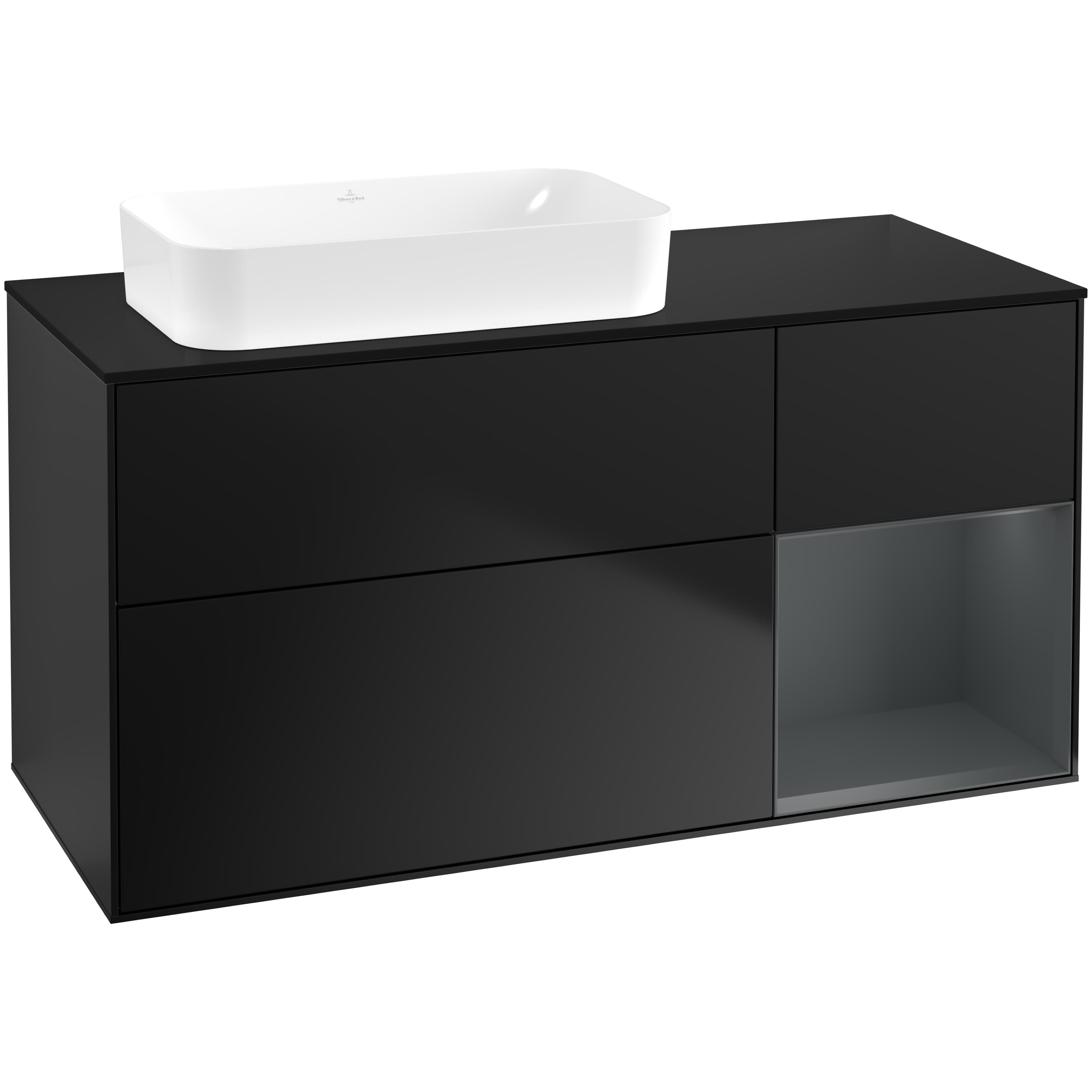Tvättställsskåp Villeroy & Boch Finion med 3 Lådor Hylla och Bänkskiva för Ocentrerat Fristående Tvättställ