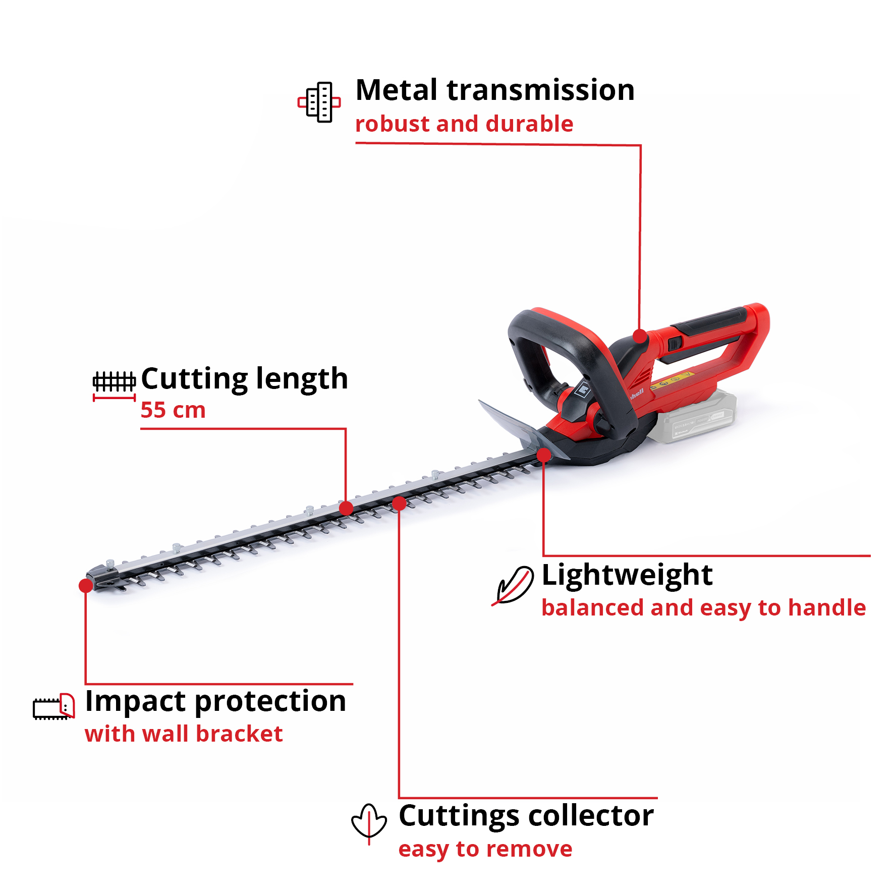 Häcksax Einhell 55 cm 18 V Li-jon Solo GE-CH 1855/1 utan Batteri