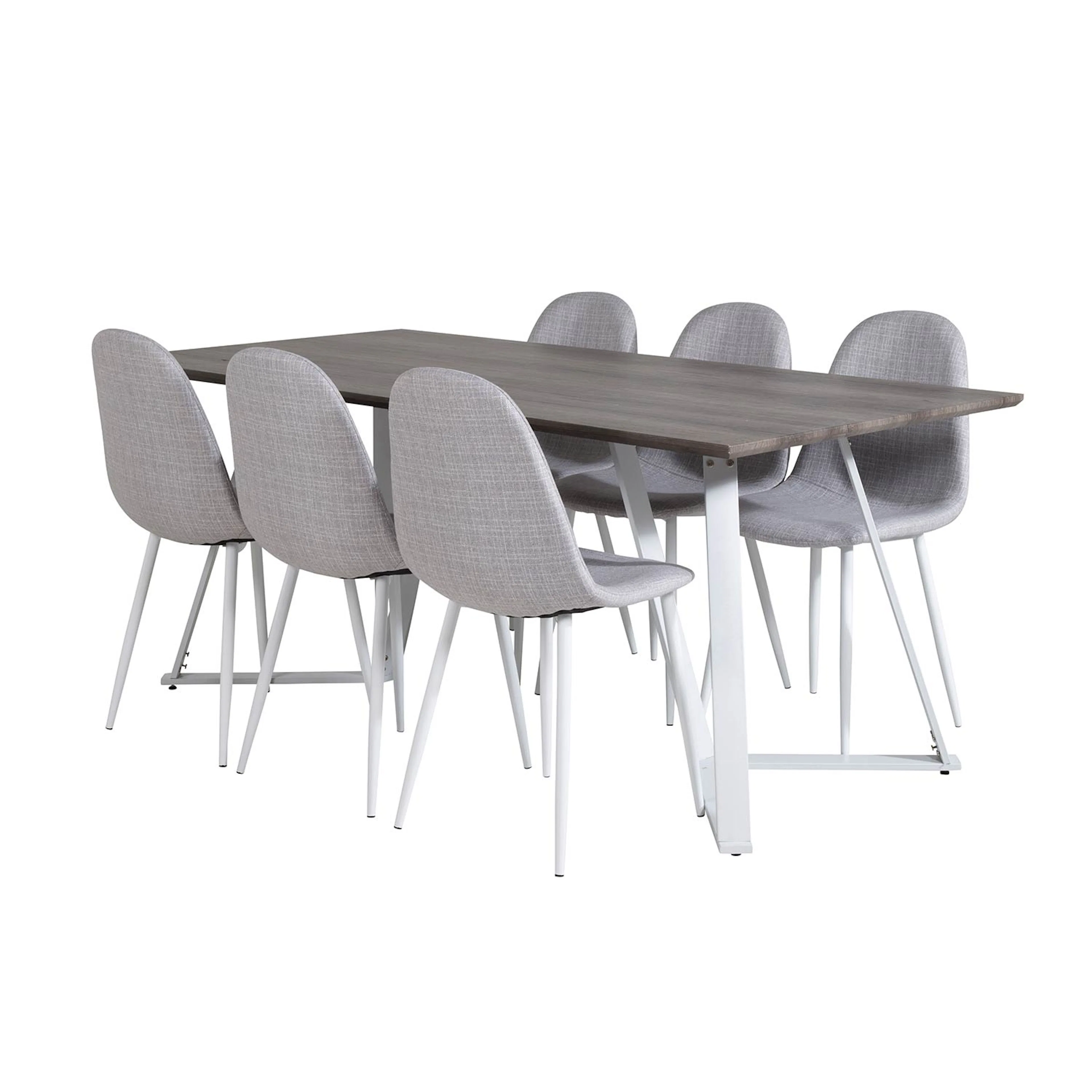 Marina Table -grå"oak"/Polar Chair - -ljusgråFabric_6 Grå/Vit/Ljusgrå