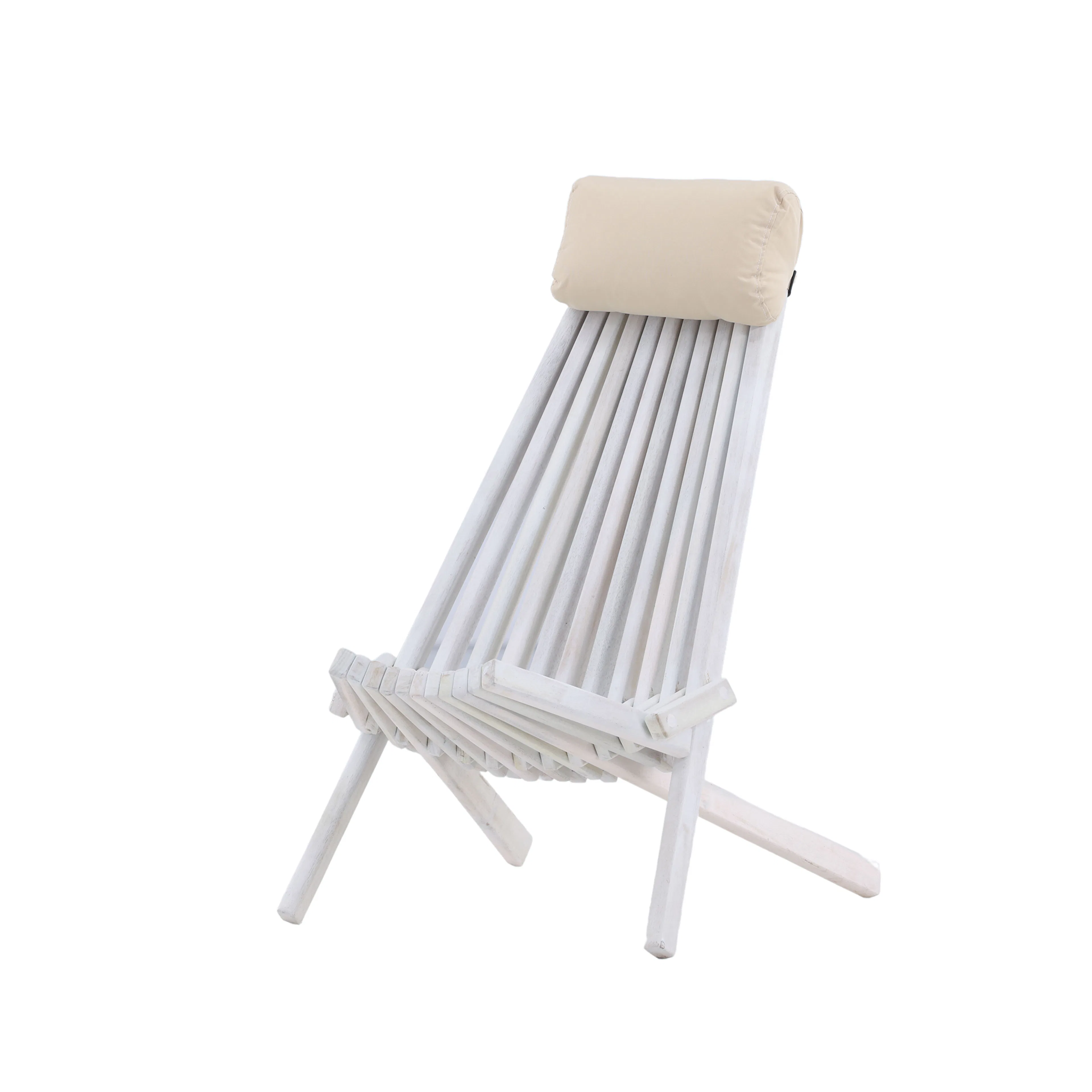 Lounge Chair Acacia with neckpillow, White wash Vit