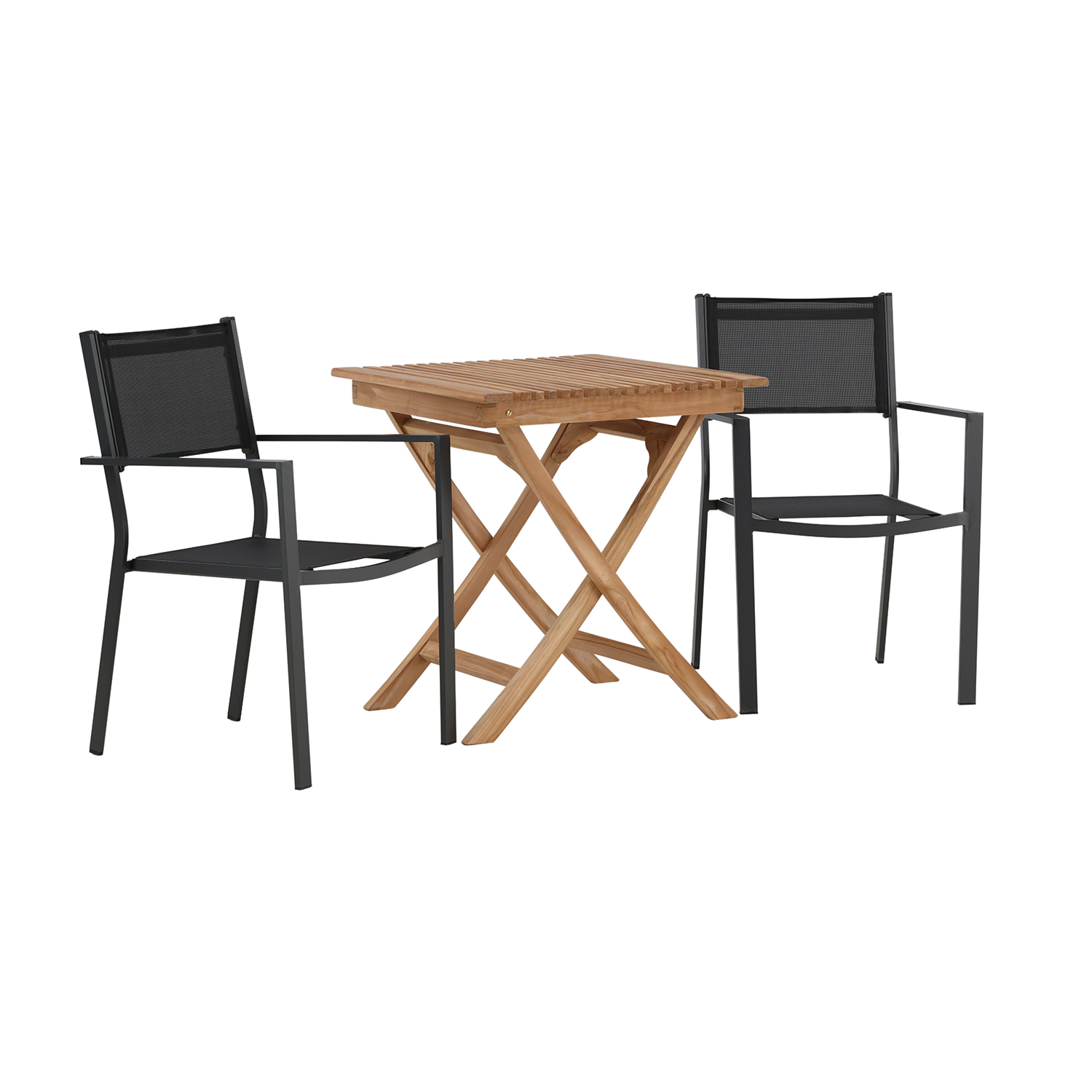 Cafégrupp Venture Home Ghana Teak 70x70 cm med 2 Copacabana Stapelstolar