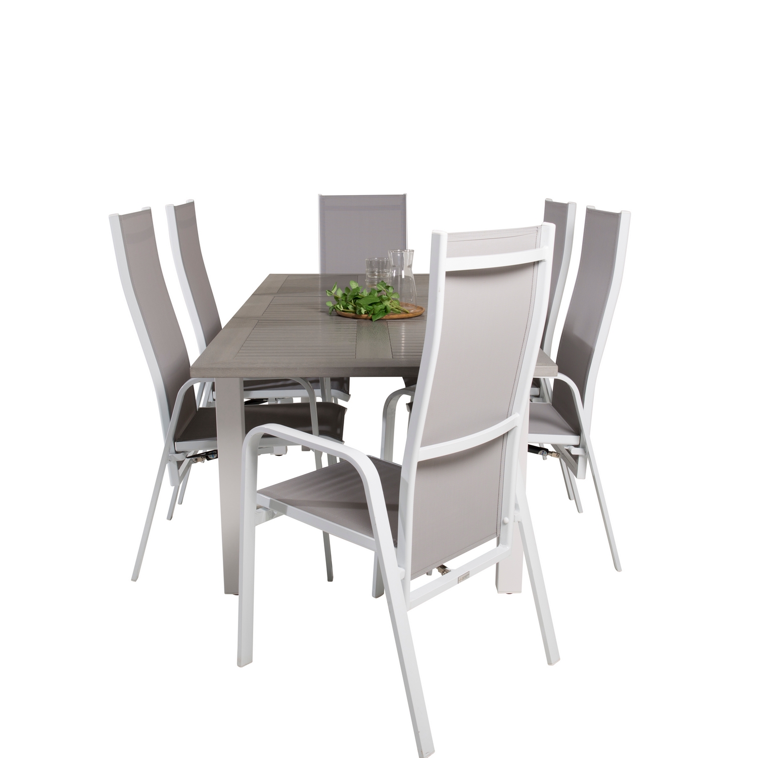 Albany Dining Table 152/210*90 - White Alu / Grey Aintwood+C Vit/Grå