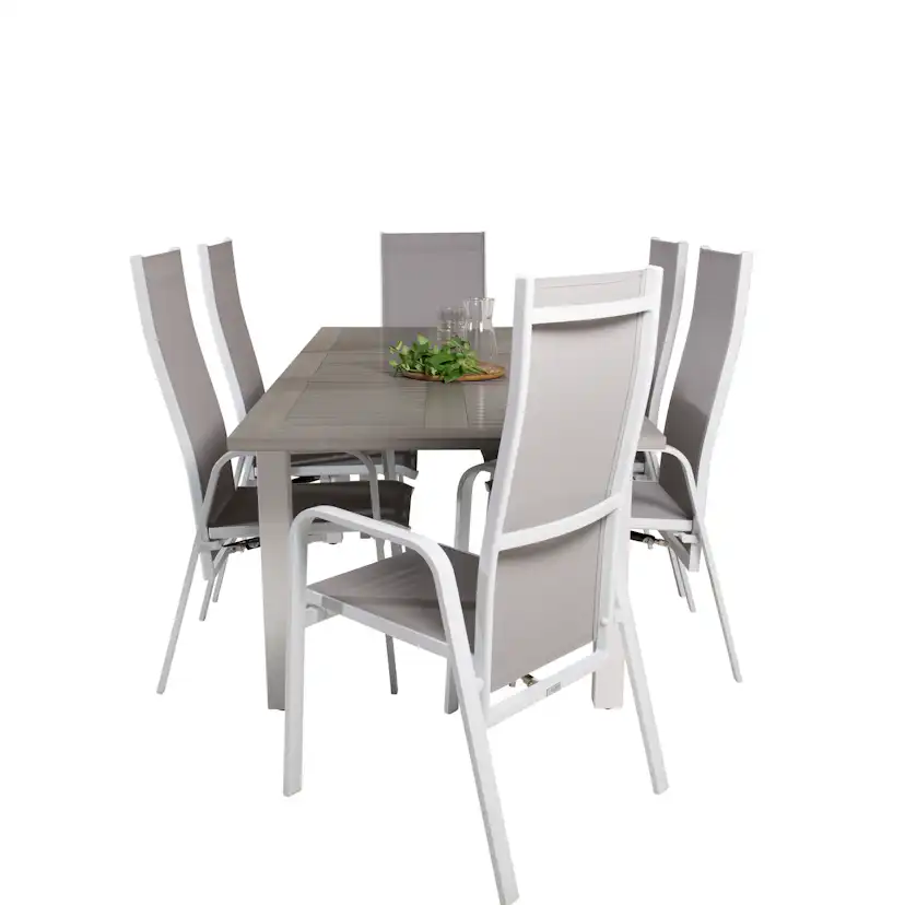 Albany Dining Table 152/210*90 - White Alu / Grey Aintwood+C Vit/Grå