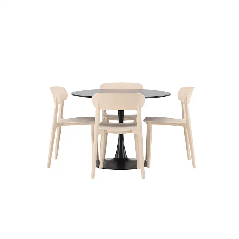 Matgrupp Venture Home Glade Ø 100 cm med 4 Åstol Stolar