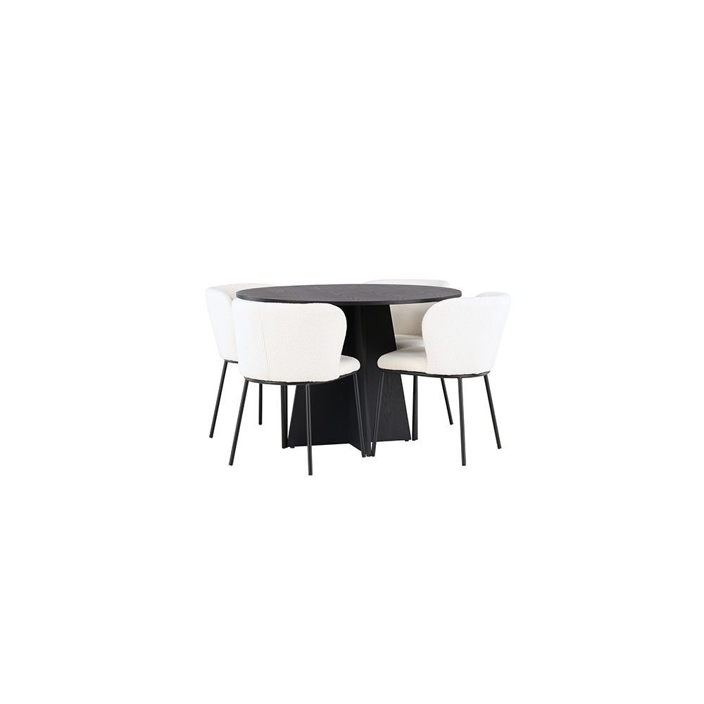 Matgrupp Venture Home Bootcut Ø110 cm med 4 st Edina stolar