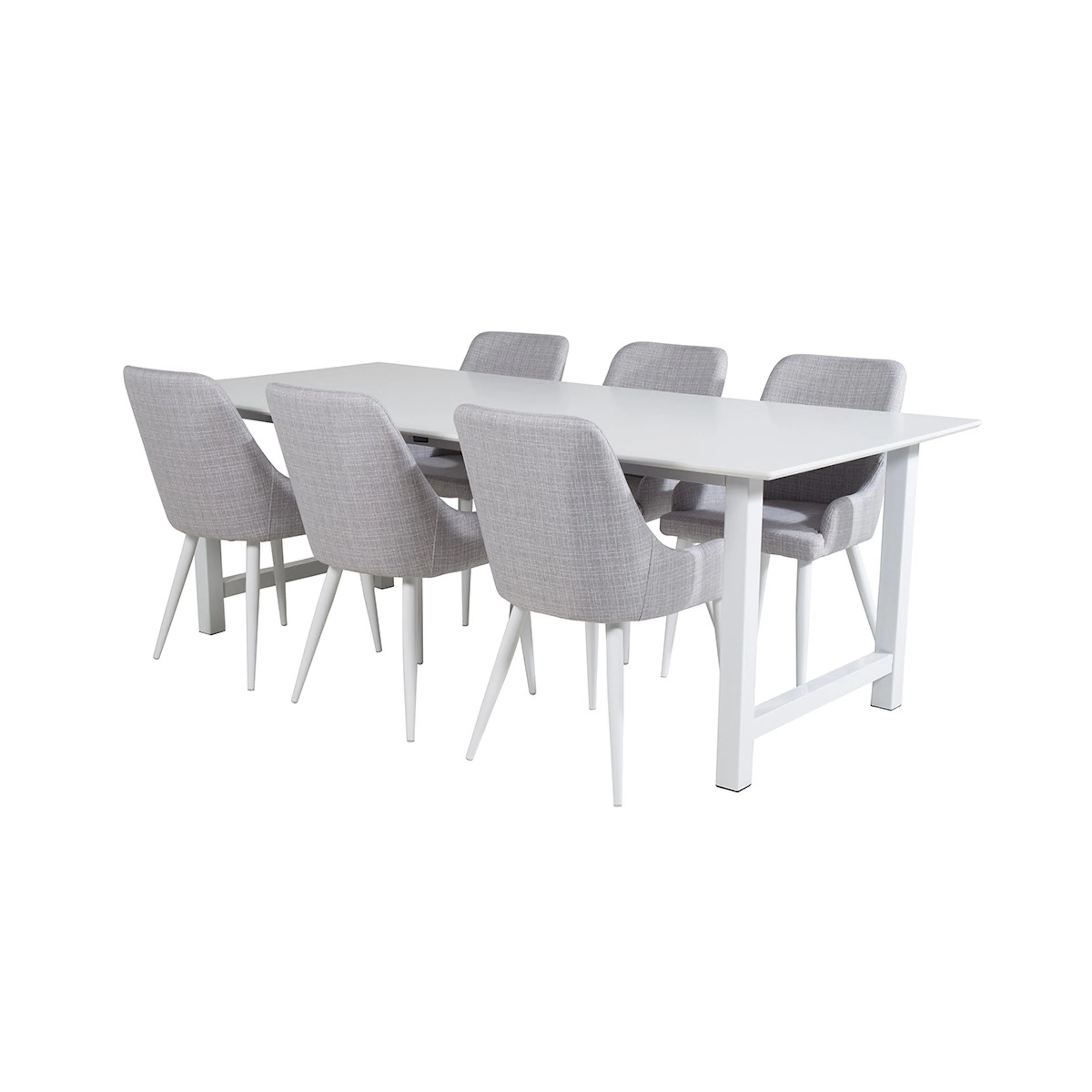 Count Dining Table 220x100 cm+Plaza Dining chair Vit/Ljusgrå