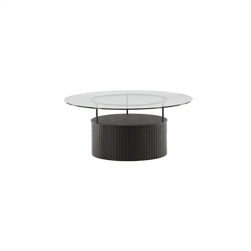 Soffbord Venture Home Bovall Runt Vardagsrumsbord i Svart Ask & Glas
