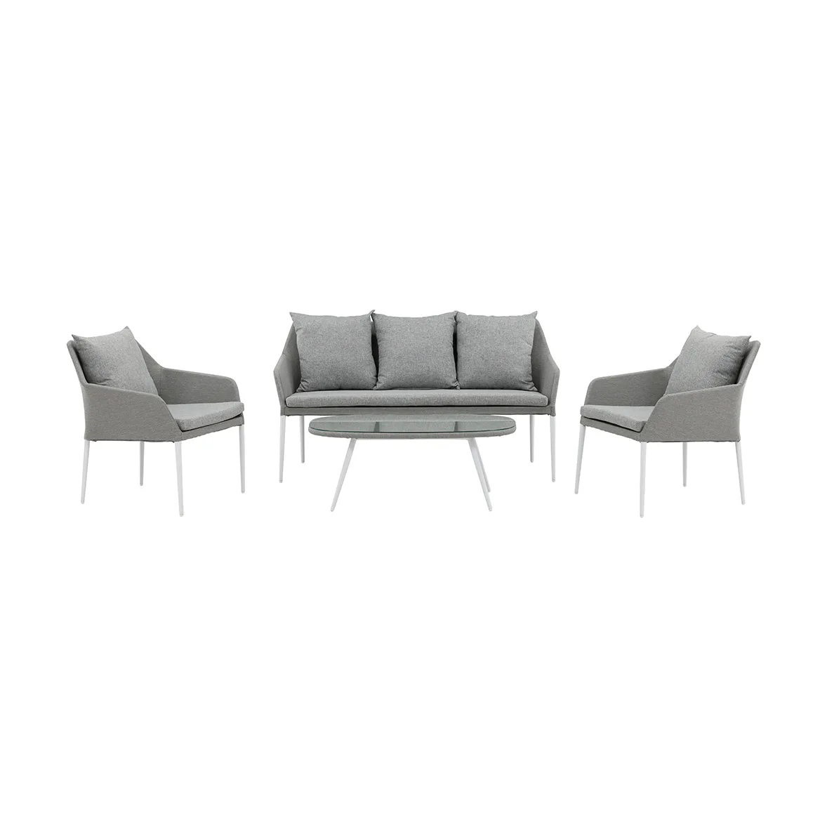 Spoga - Sofa Set- White / Grey - - Vit