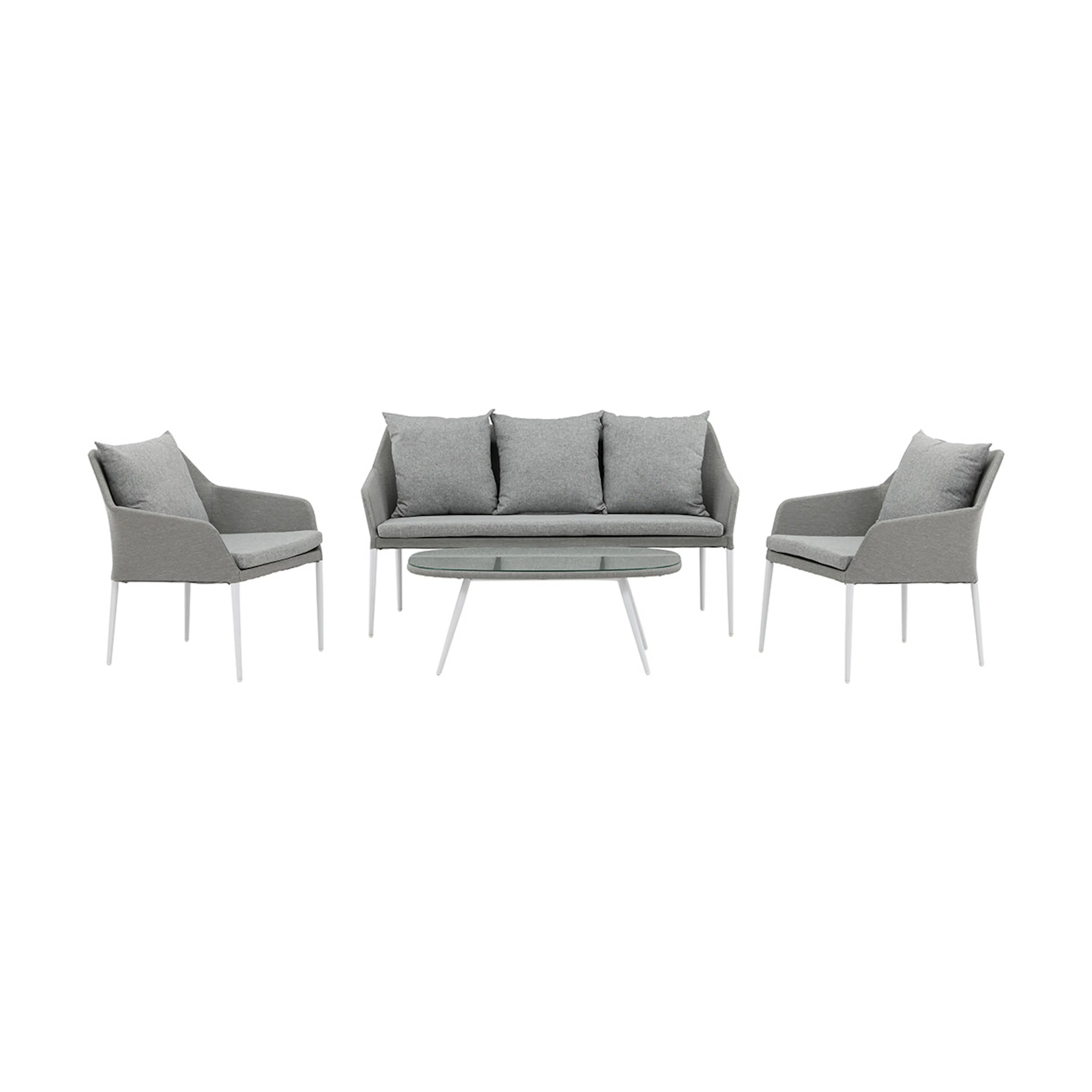 Spoga - Sofa Set- White / Grey - - Vit