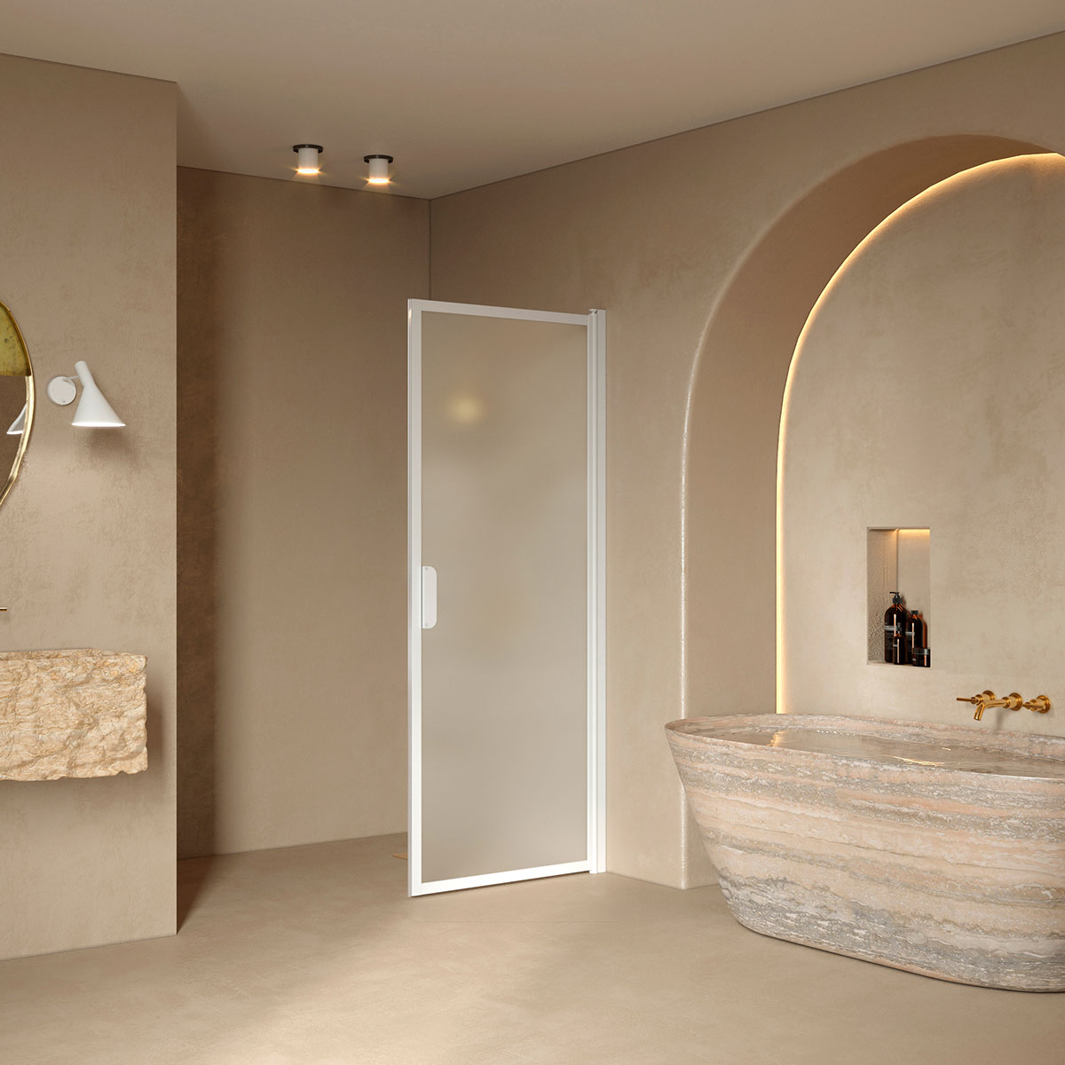 Bläk 732 NY vändbar duschvägg vit/satin 795x1950 795X1950 mm, Satin, Vita Profiler
