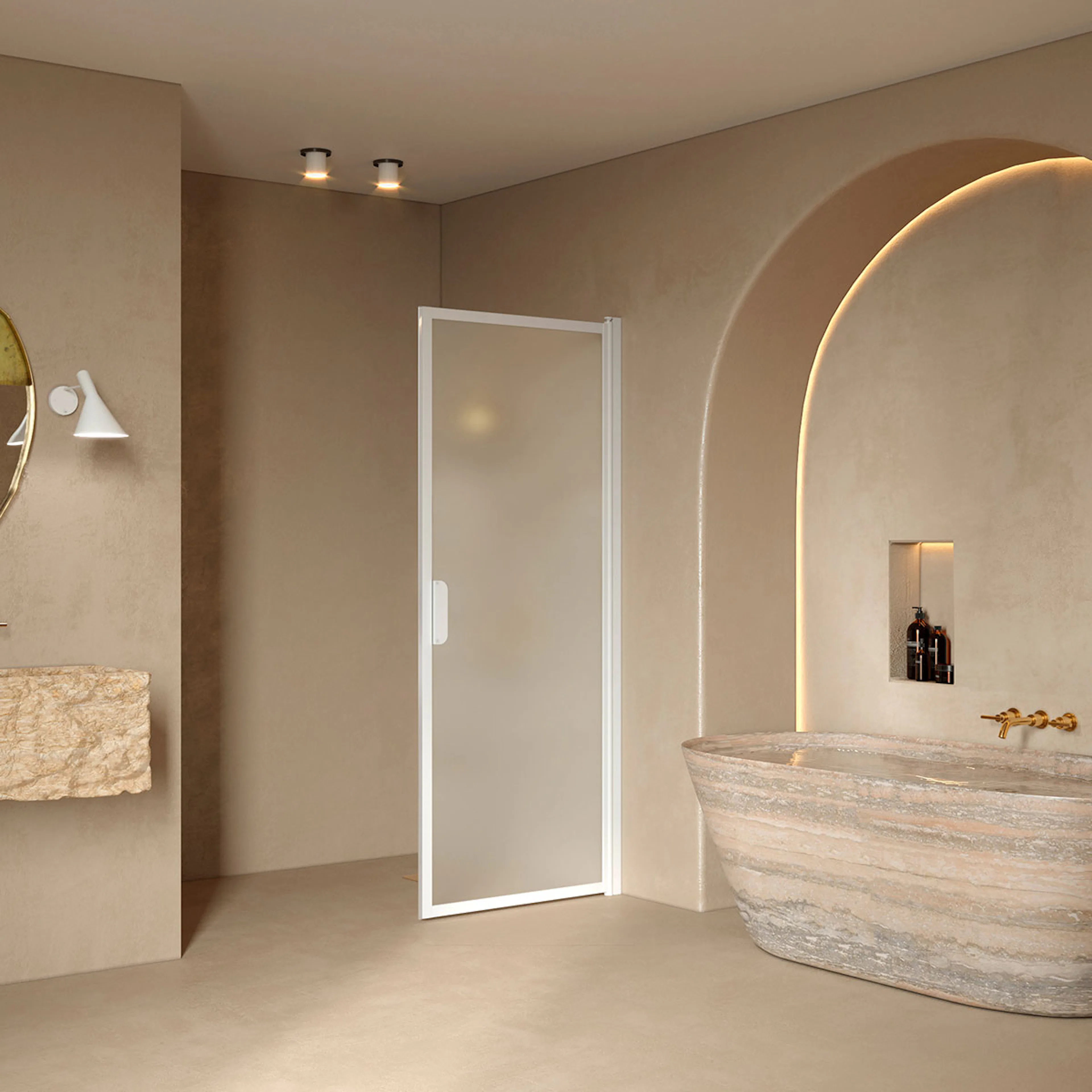 Bläk 732 NY vändbar duschvägg vit/satin 795x1950 795X1950 mm, Satin, Vita Profiler