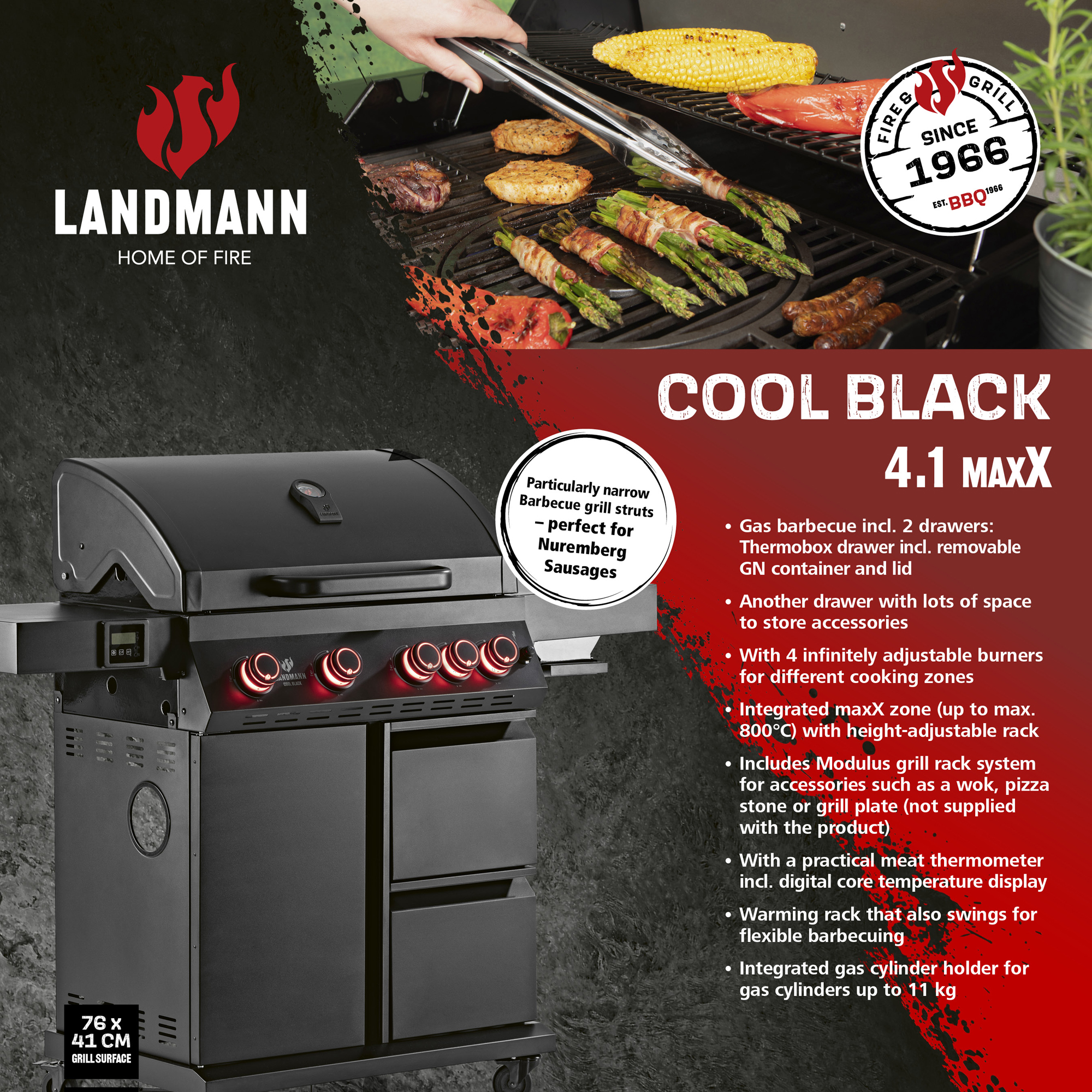 Gasolgrill Landmann Cool Black MaxX 4.1