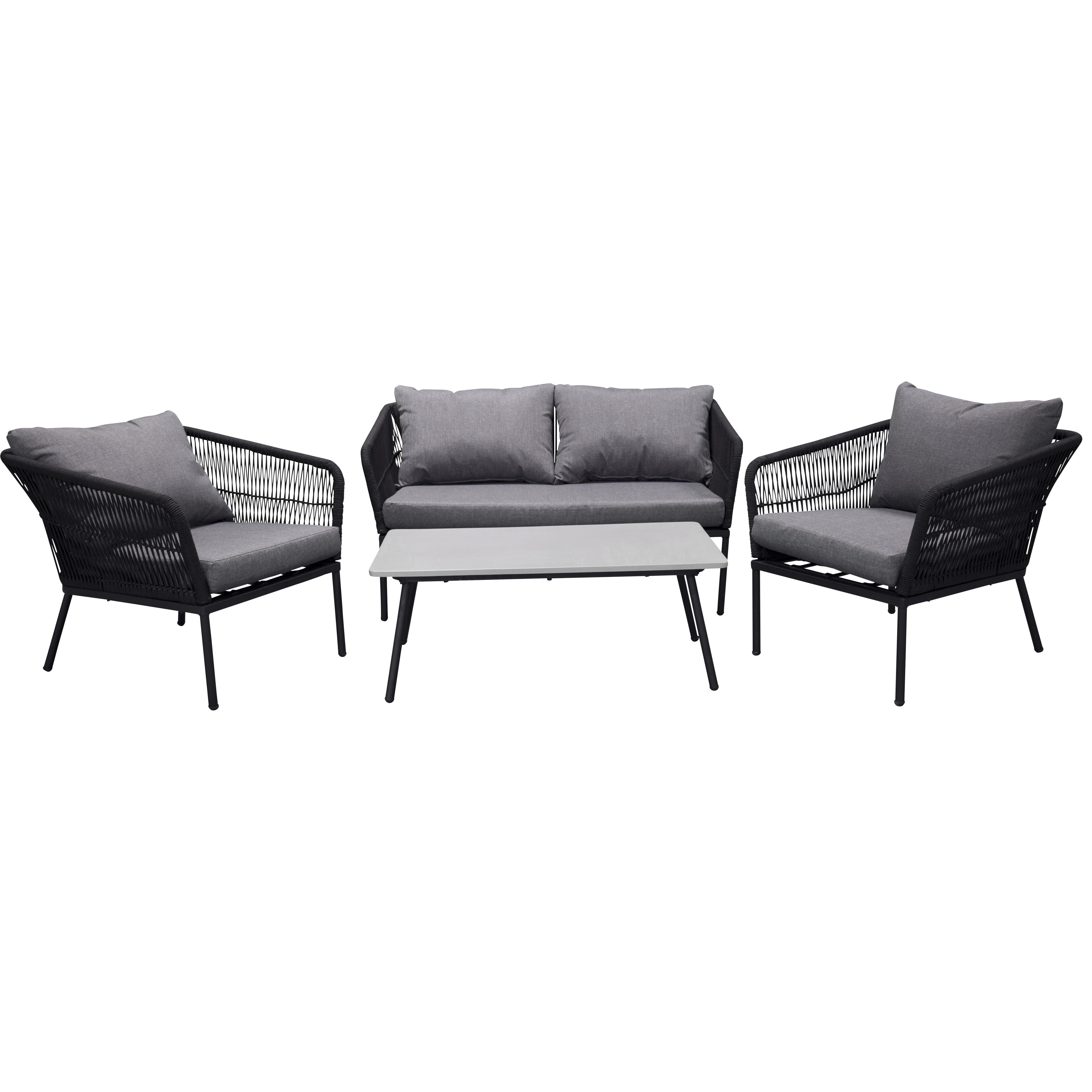 Loungegrupp Venture Home Leon, 2-Sits Soffa, 2 Fåtöljer & Bord - Inklusive Dynor