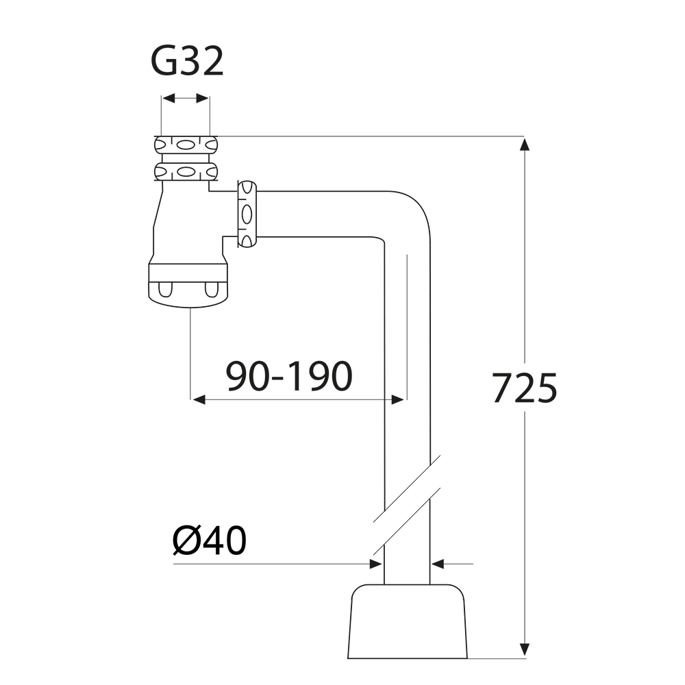 Vattenlåssats Purus 90° Instick G32xØ40