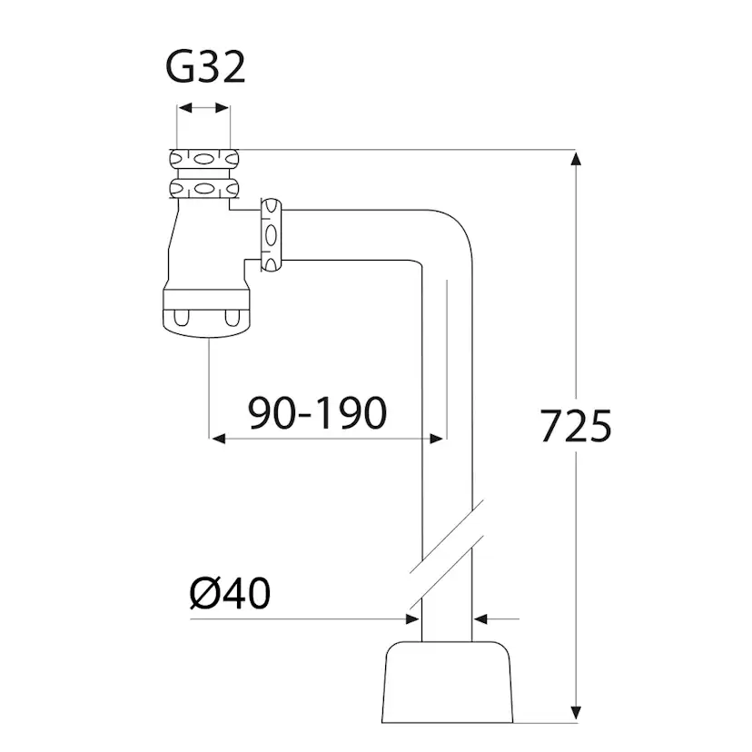 Vattenlåssats Purus 90° Instick G32xØ40