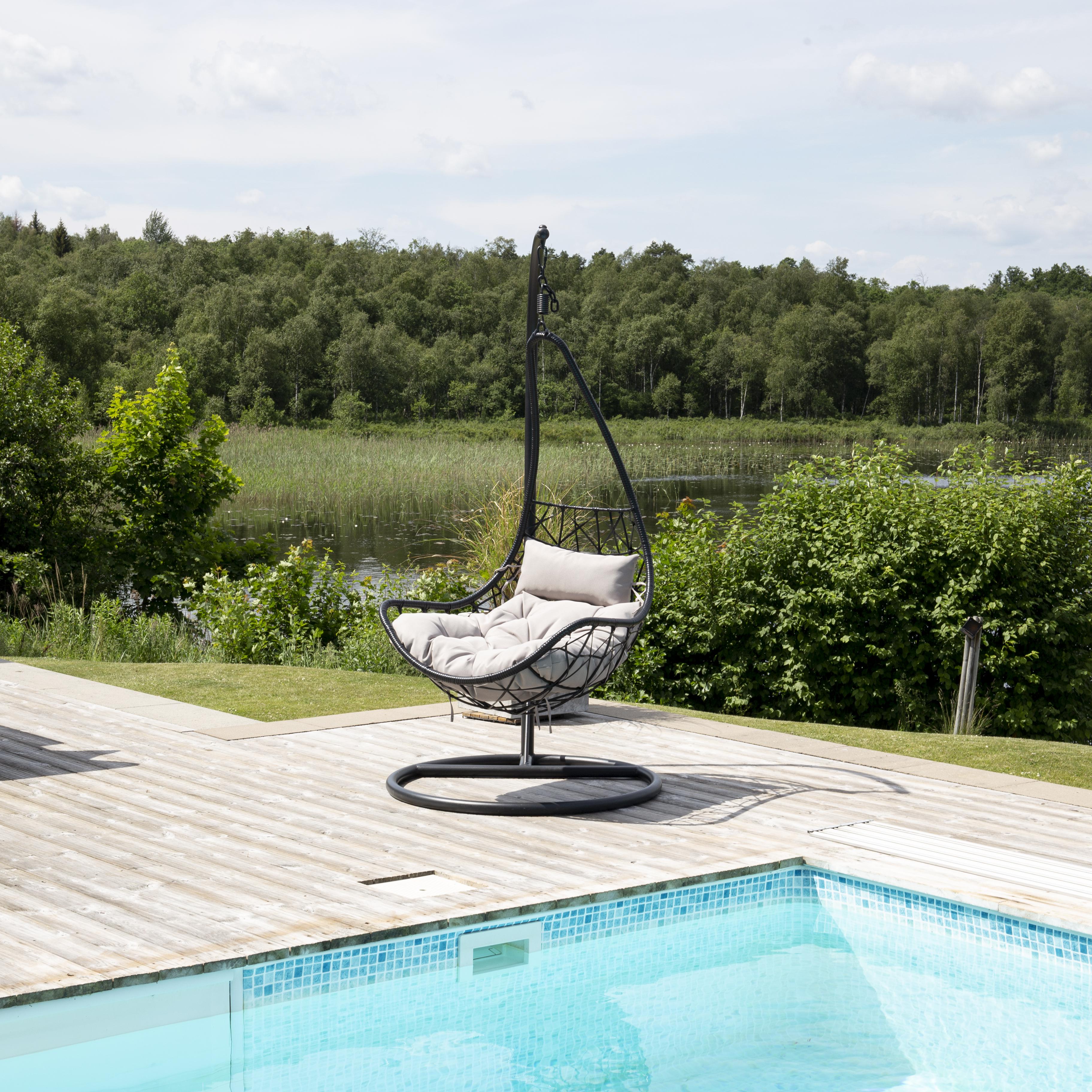 Hängstol Venture Home Vide Utomhus med Svart Stativ & Grå Dyna