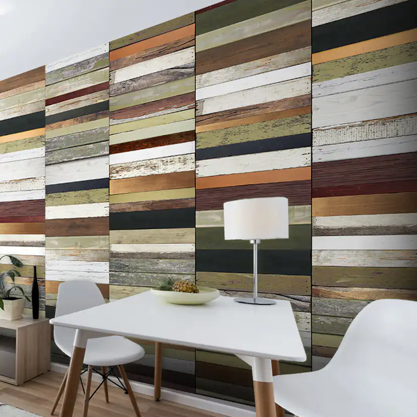 Fototapet Arkiio Rainbowcolored wood tones 50x1000 cm