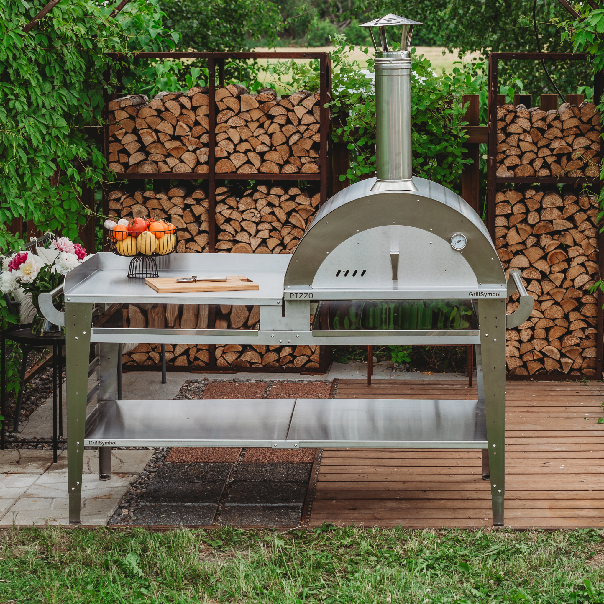 Pizzaugn GrillSymbol Pizzo med Pizzabord XL Inox