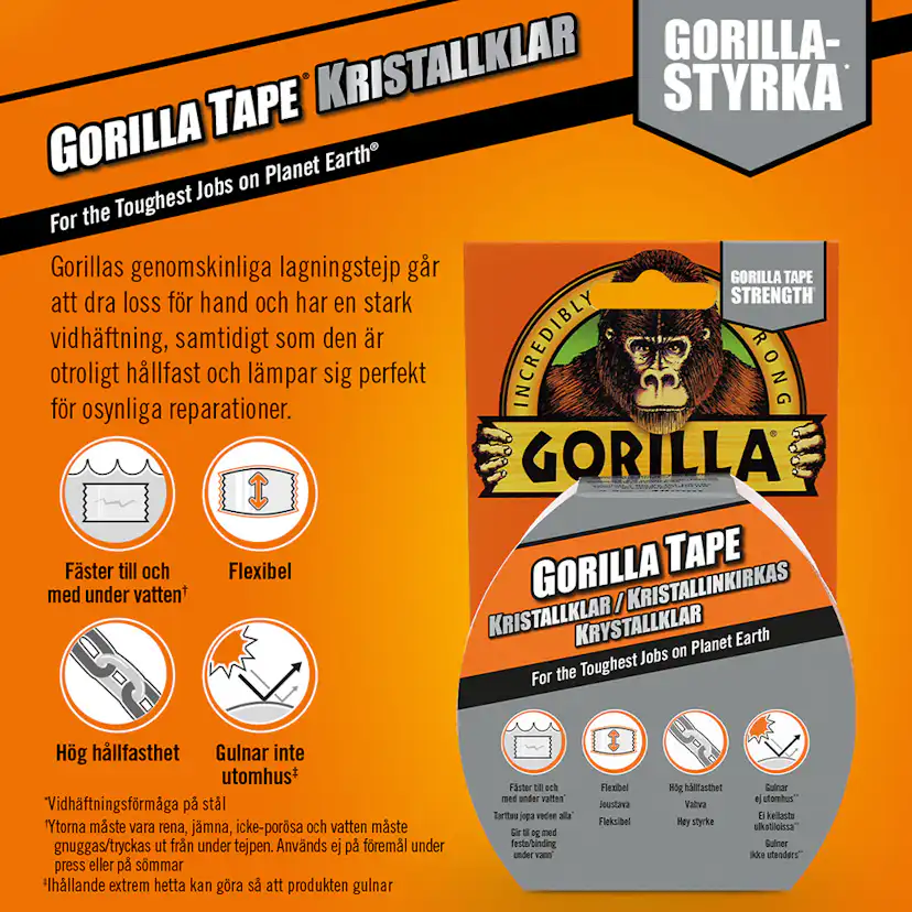 Tejp Gorilla Genomskinlig Lagningstejp 8,2mx48mm