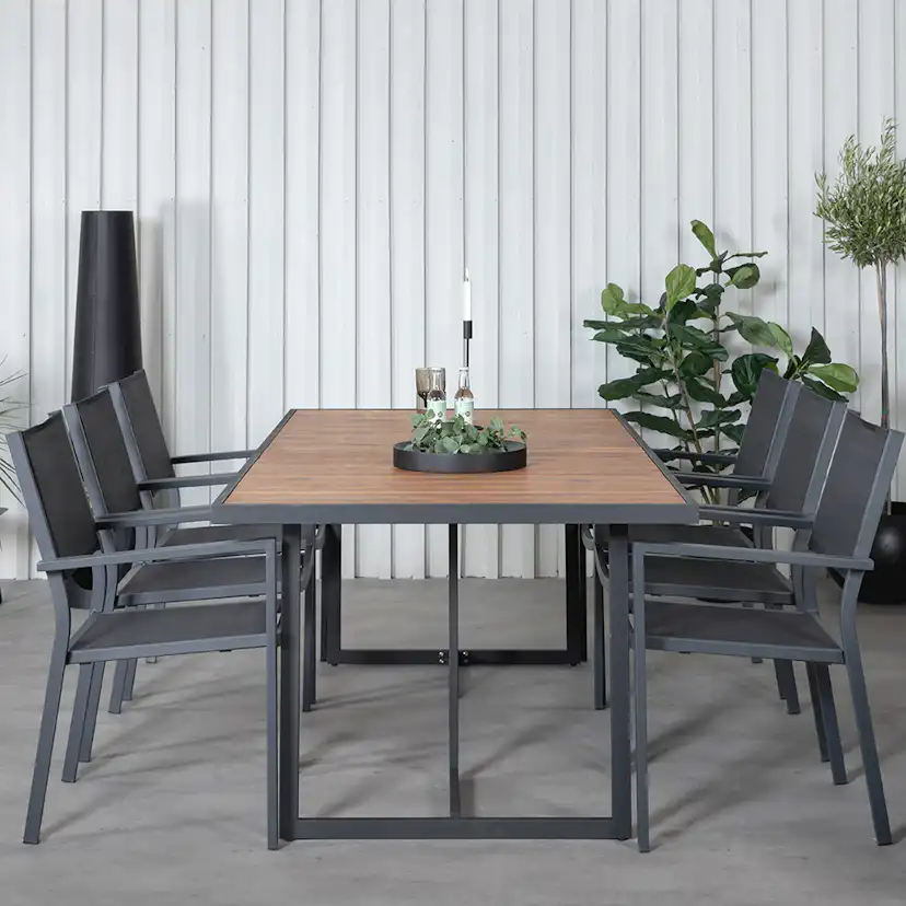 Matgrupp Venture Home King med 6 Curz Stapelbara Matstolar