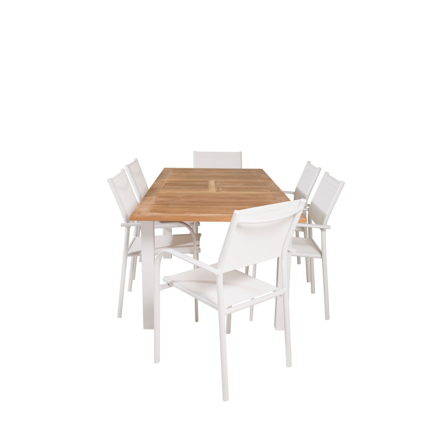Panama Dining Table 152/210*90 - White Alu / Teak+Santorini Blanka Ben