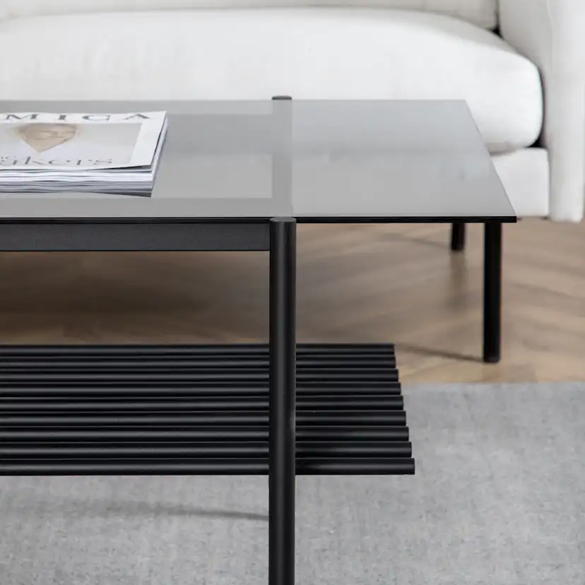 Von Staf Sofa Table - black / Black Smoked Glass glass Svart Glas
