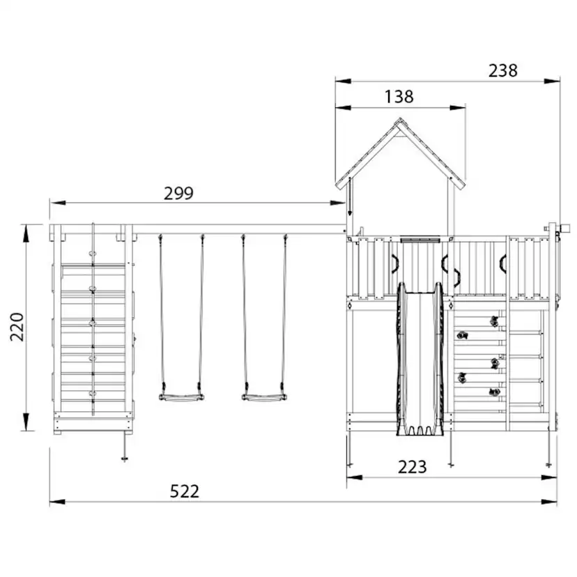 Lektorn Jungle Gym Mansion 2.1 Klättermodul Blå Rutschkana