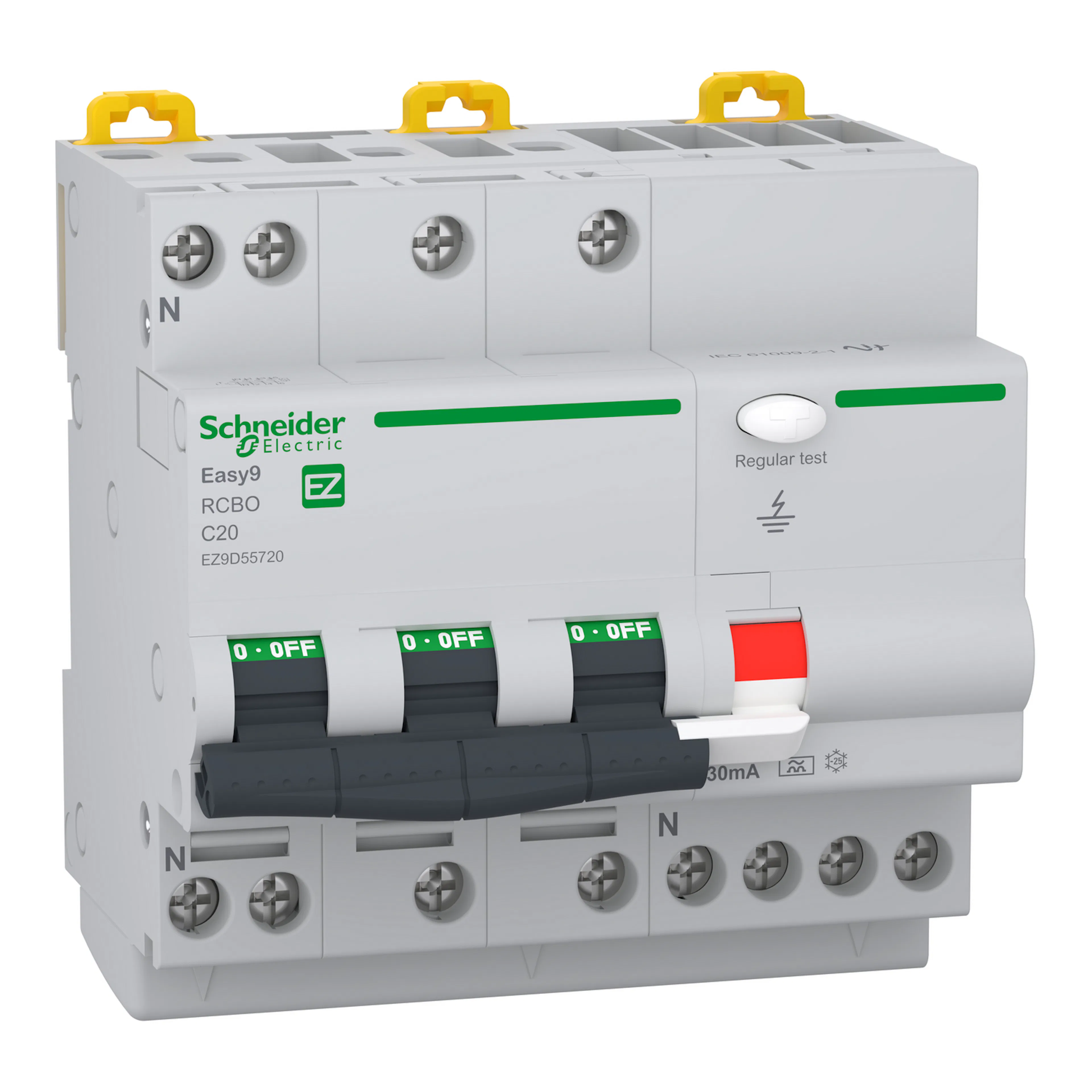 Personskyddsbrytare Schneider Electric Easy9 3-polig + N C20A 30 mA A