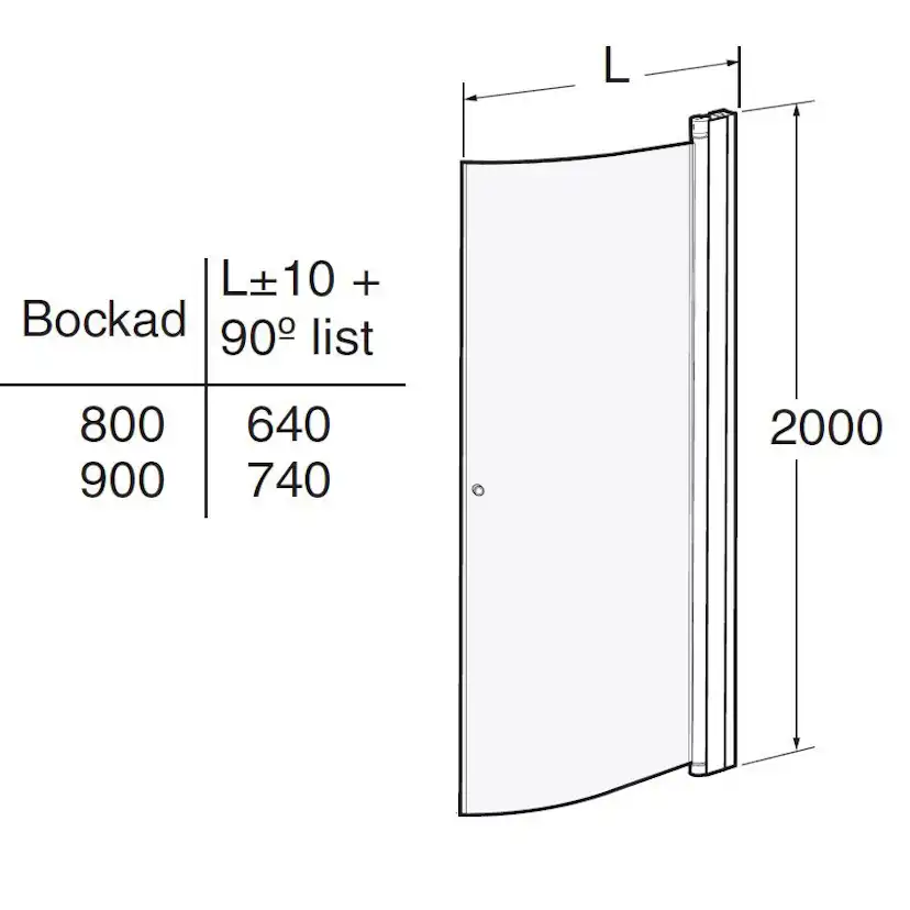 Duschdörr Contura Shower Space SBNF Bockad med Knopp