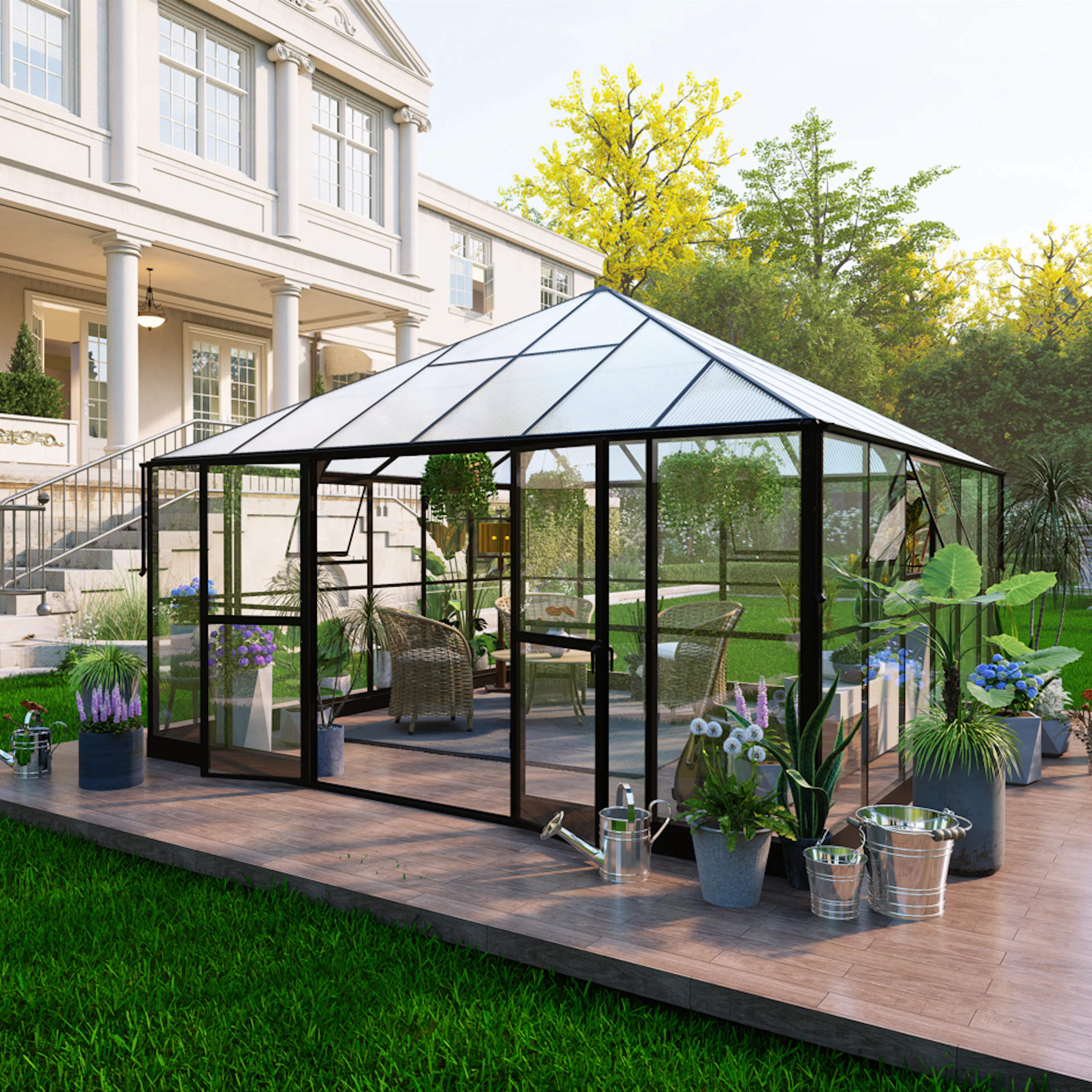 Växthus Metalcraft Gazebo 17,6m² Premium 4 mm Säkerhetsglas