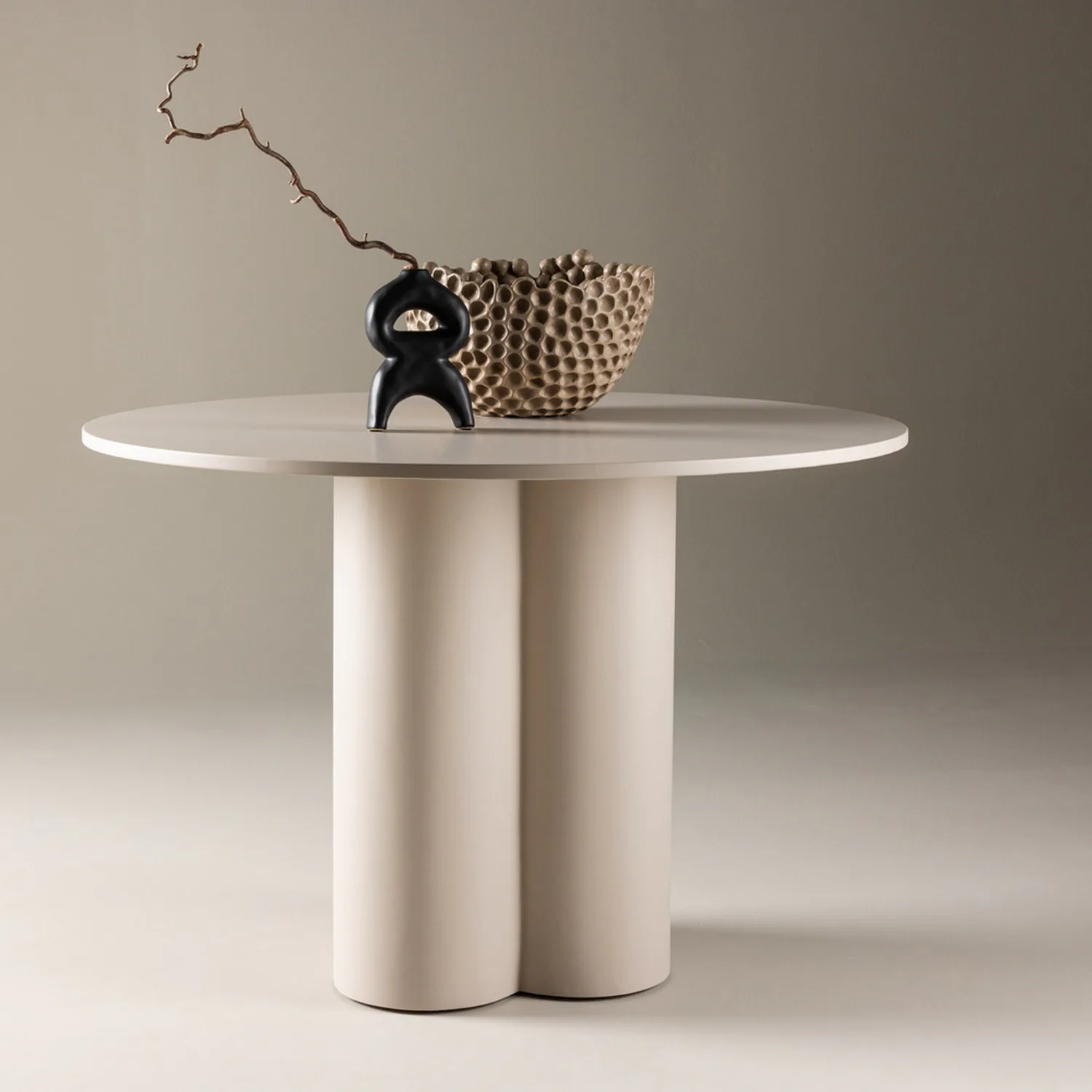 Olivia Dining Table ⌀110 - Beige / Beige