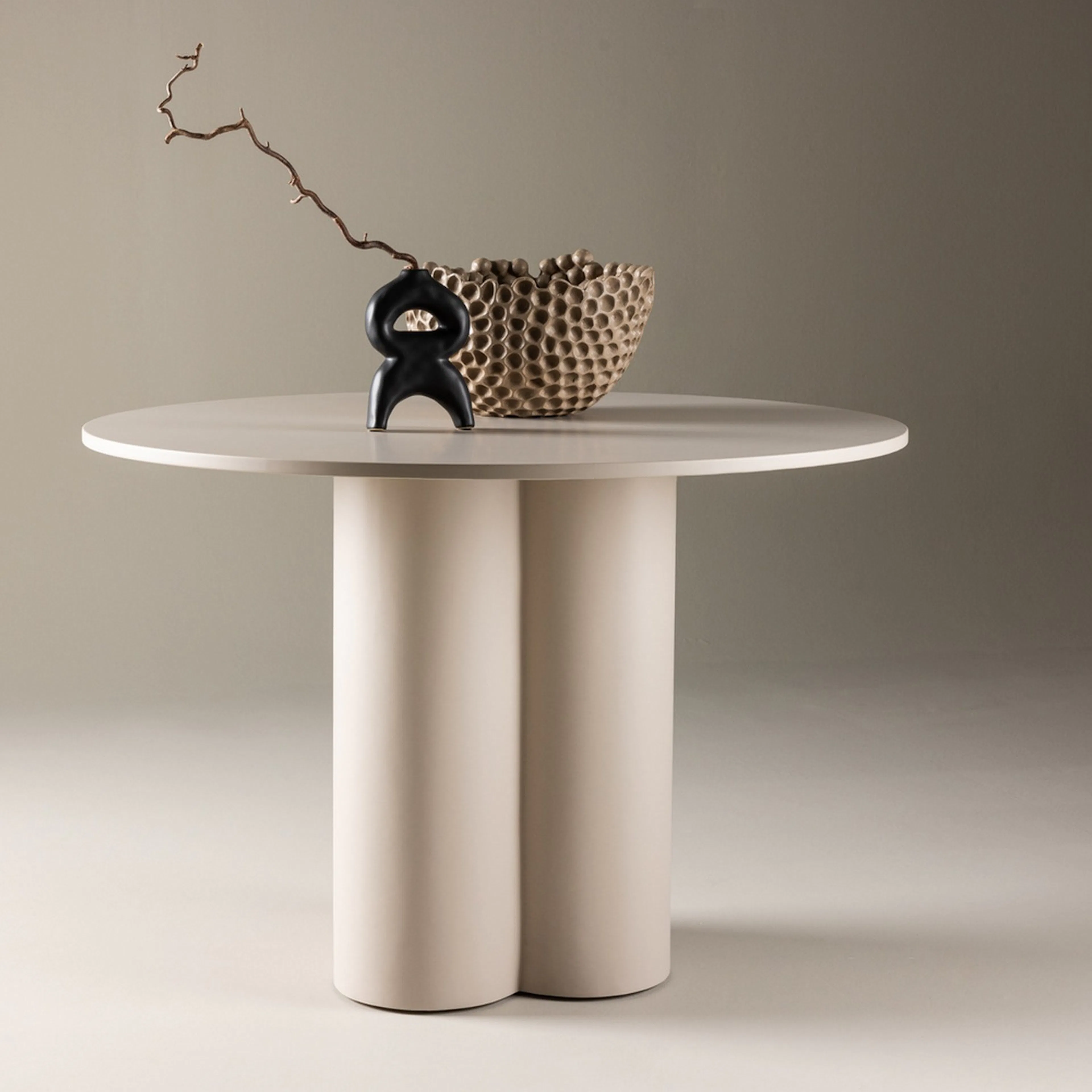 Olivia Dining Table ⌀110 - Beige / Beige