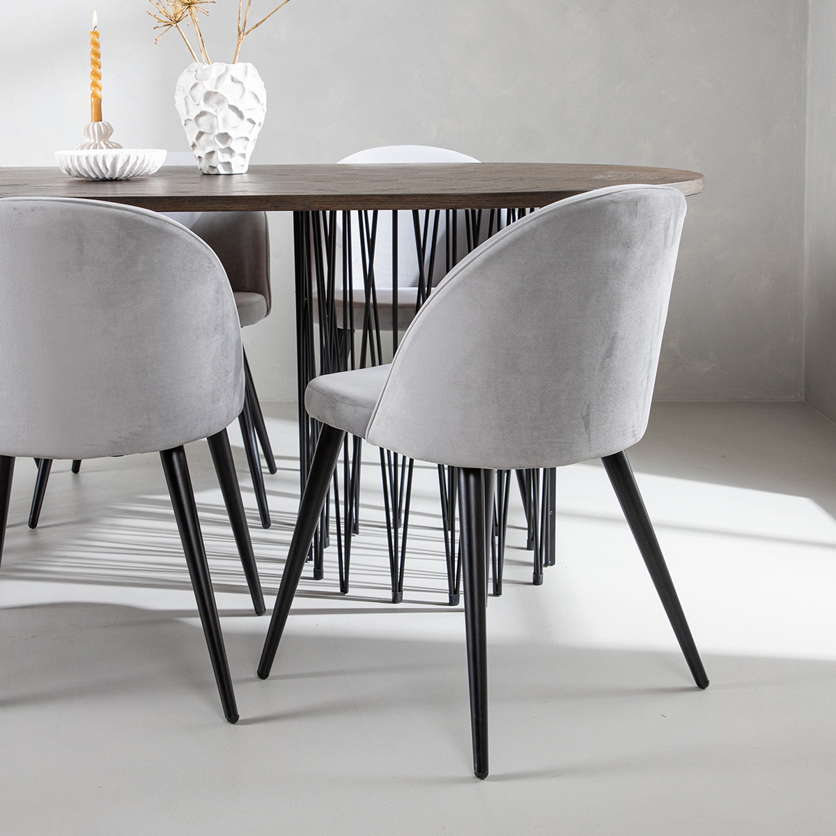 Matgrupp furniture/fashion Stone med 6 Velvet Stolar