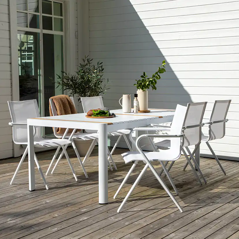 Matgrupp Utomhus Venture Home Togo 200x100 cm med 6 Alina Trädgårdsstolar