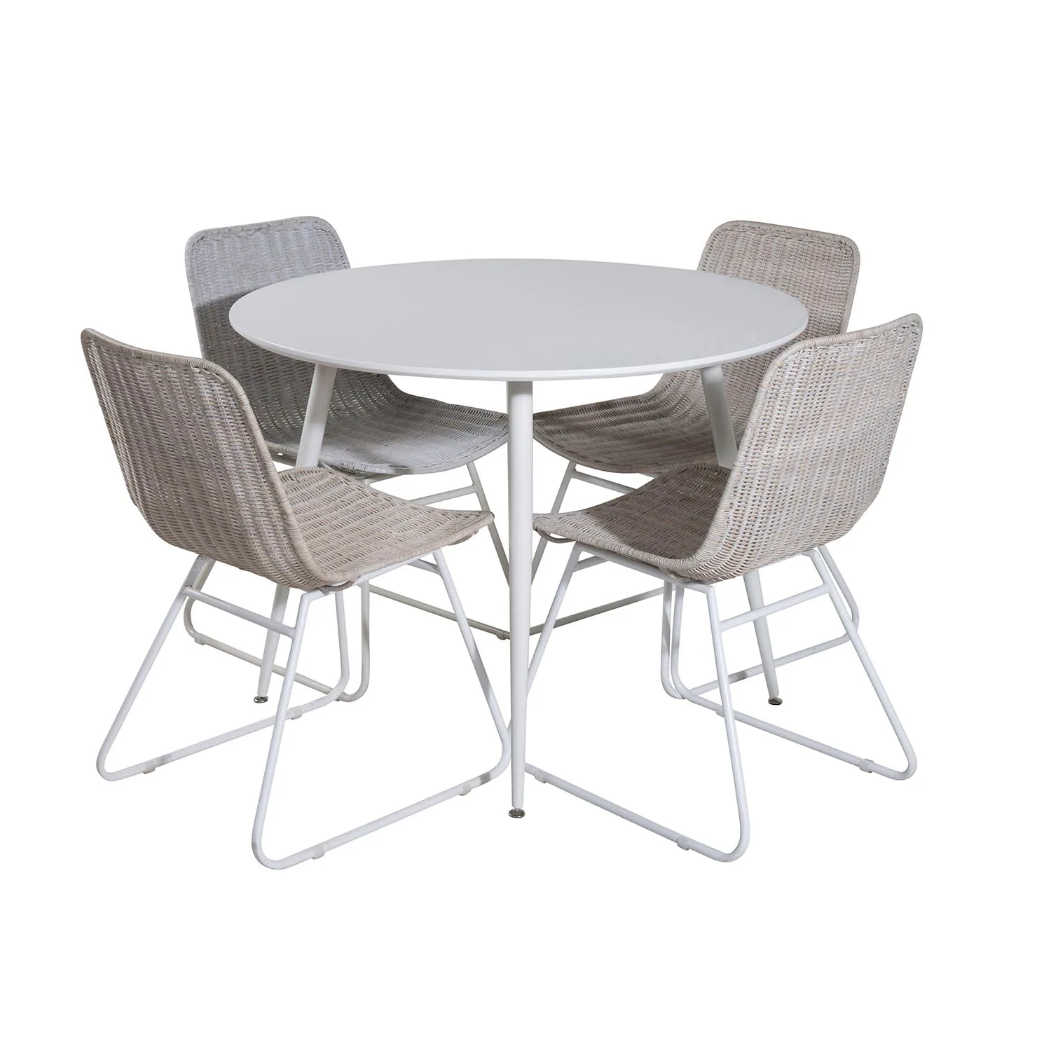 Plaza Round Table - White top /Cirebon Chair - White Wash_4 Vit/Trä